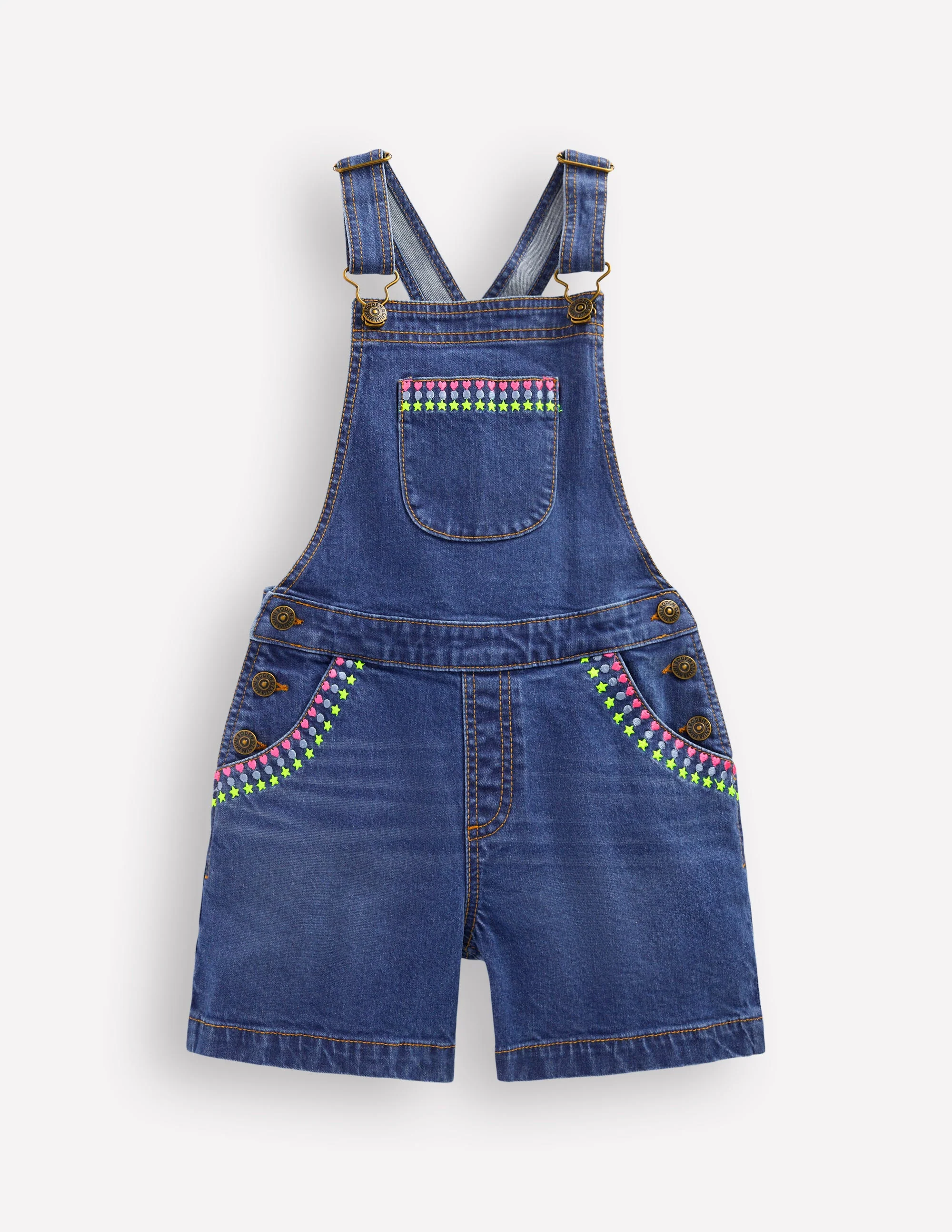 Kurze Latzhose-Medium Vintage Bestickt