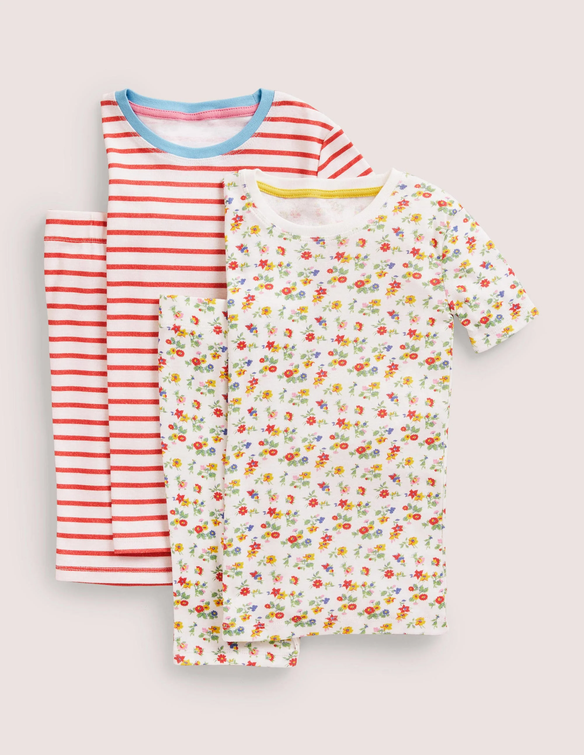 Kurzer Schlafanzug im 2er-Pack-Multi Patchwork Floral