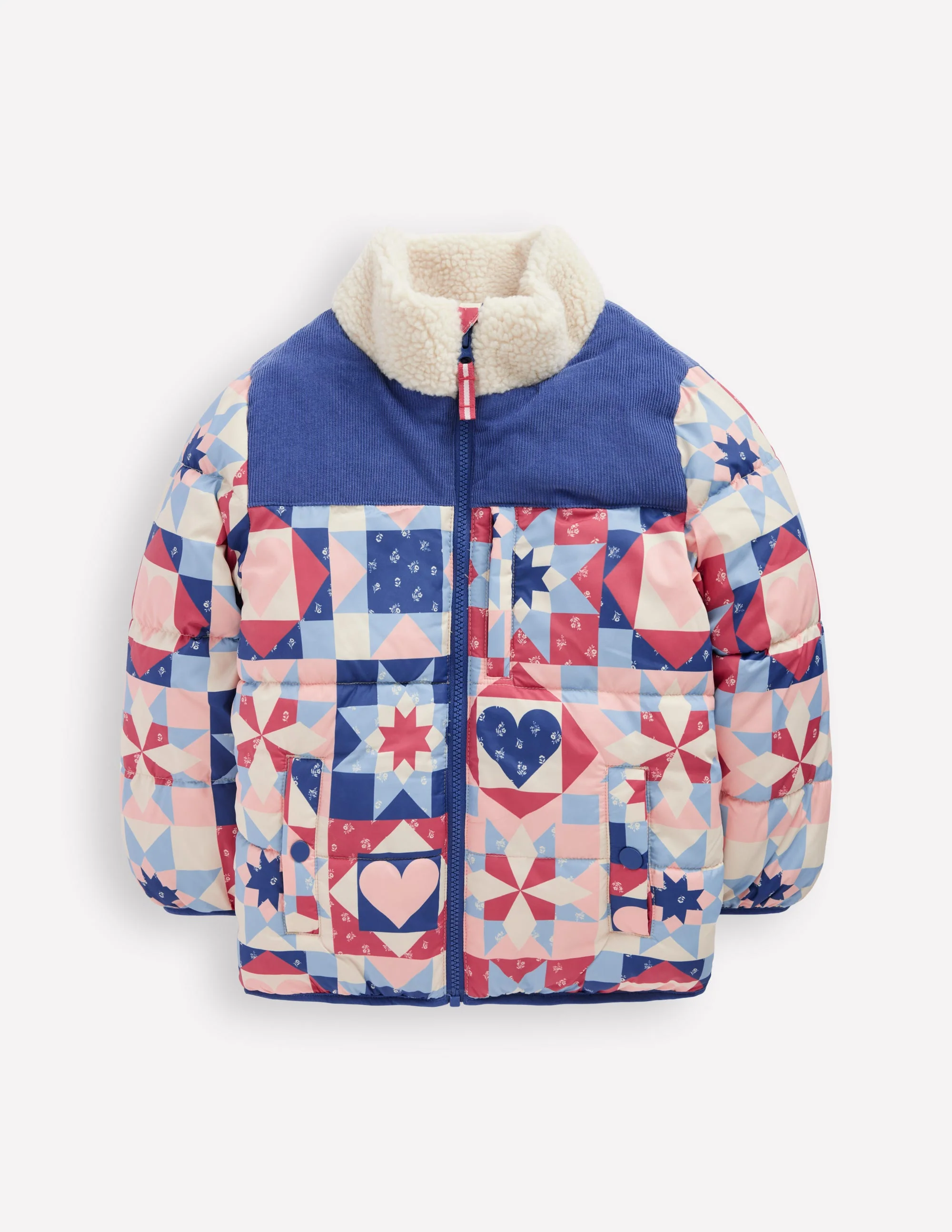 Kuschelige Pufferjacke-Alaskablau Patchwork - Image 2
