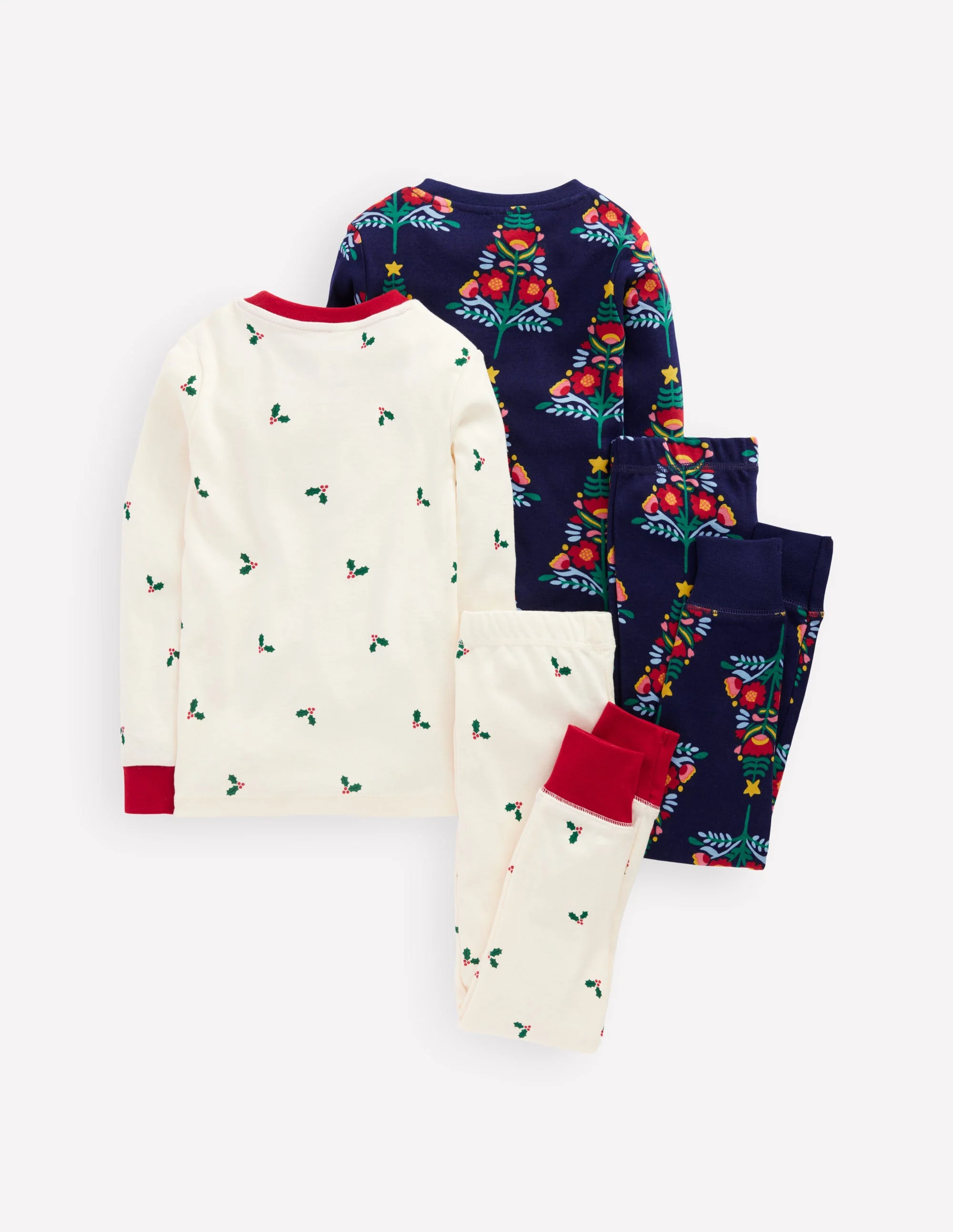 Kuschelige Schlafanzüge im Doppelpack-Schuluniform-Marineblau Weihnachtsbäume - Image 2