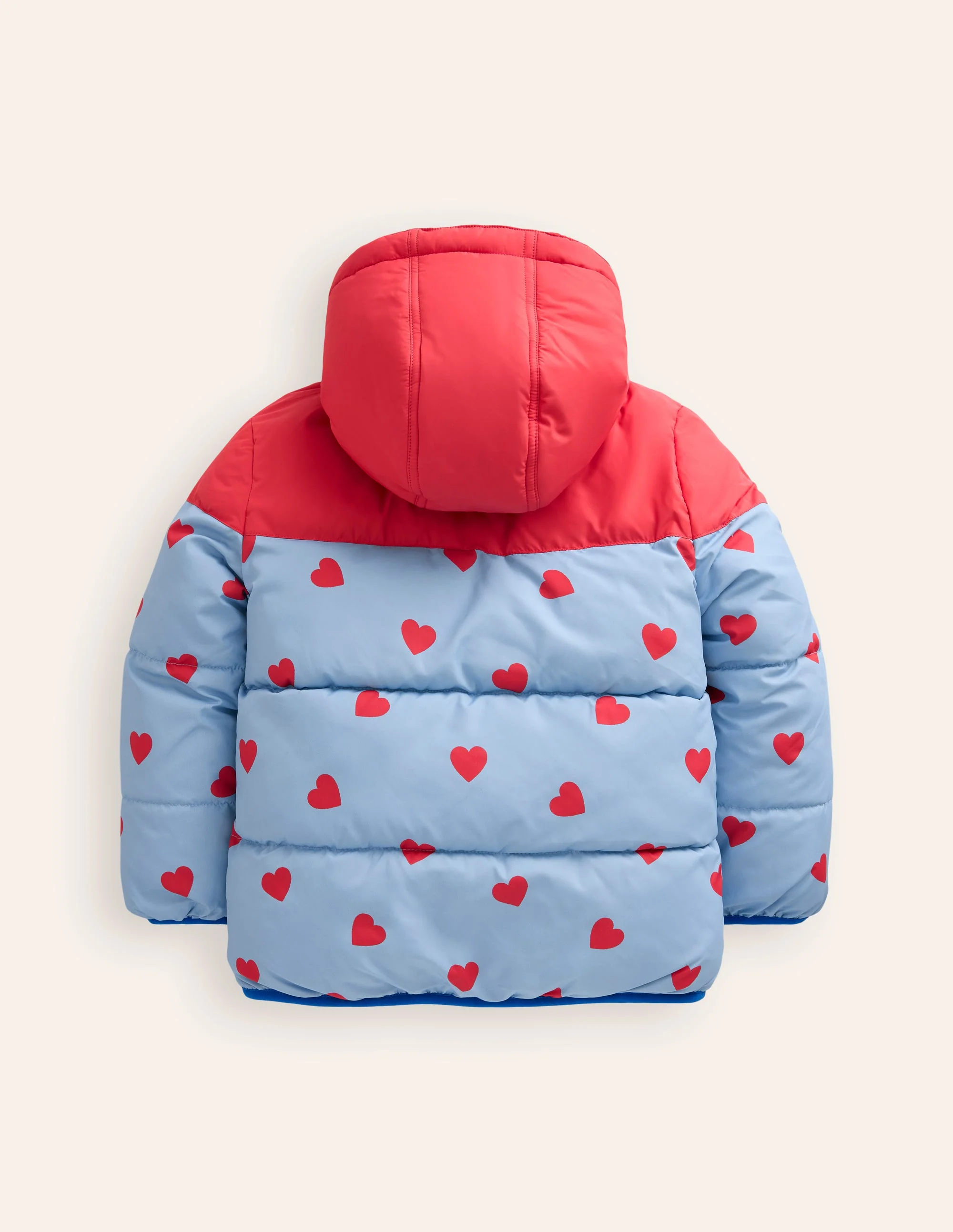 Kuscheliger Teddyfellmantel zum Wenden-Blau/Rot Kleine Herzen - Image 2