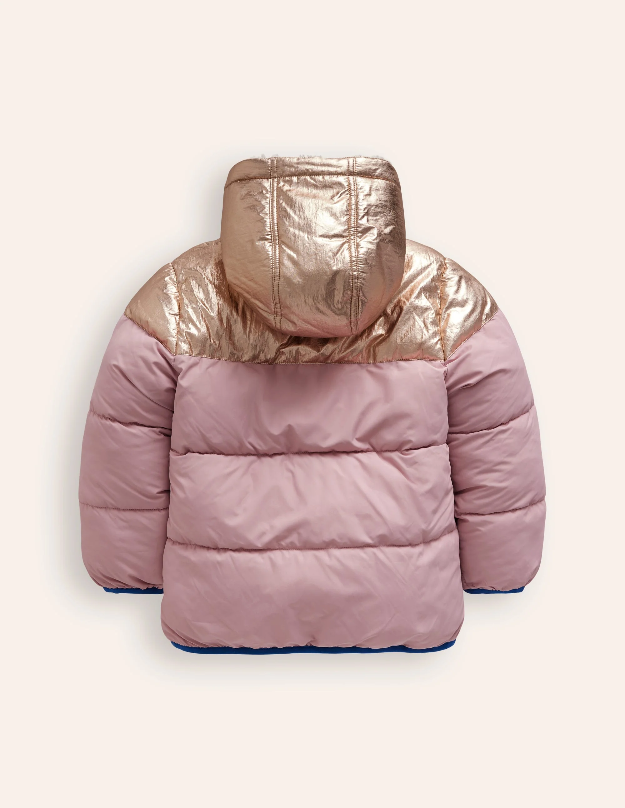 Kuscheliger Teddyfellmantel zum Wenden-Rosa Metallic Blockfarben - Image 2