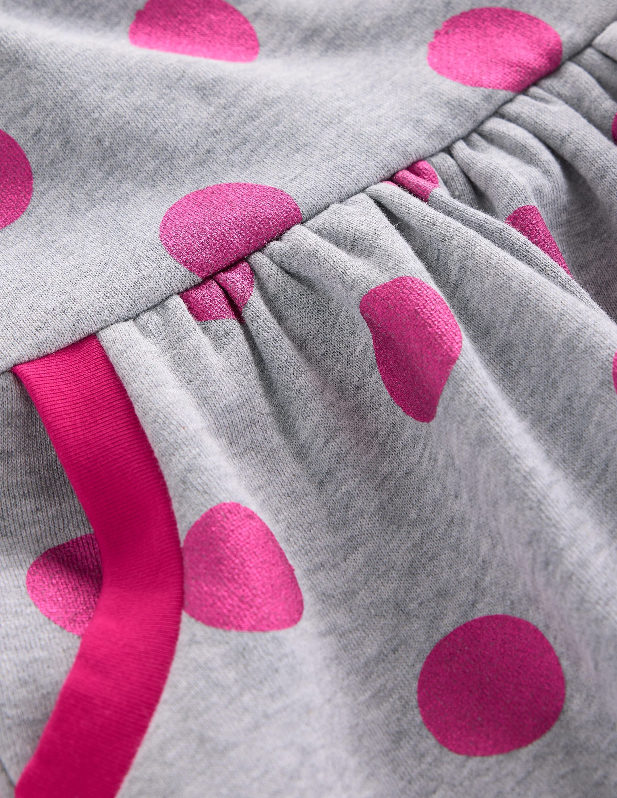 Kuscheliges, bedrucktes Sweatshirt-Kleid-Grau Meliert/Rosa Folien-Punkte - Image 3