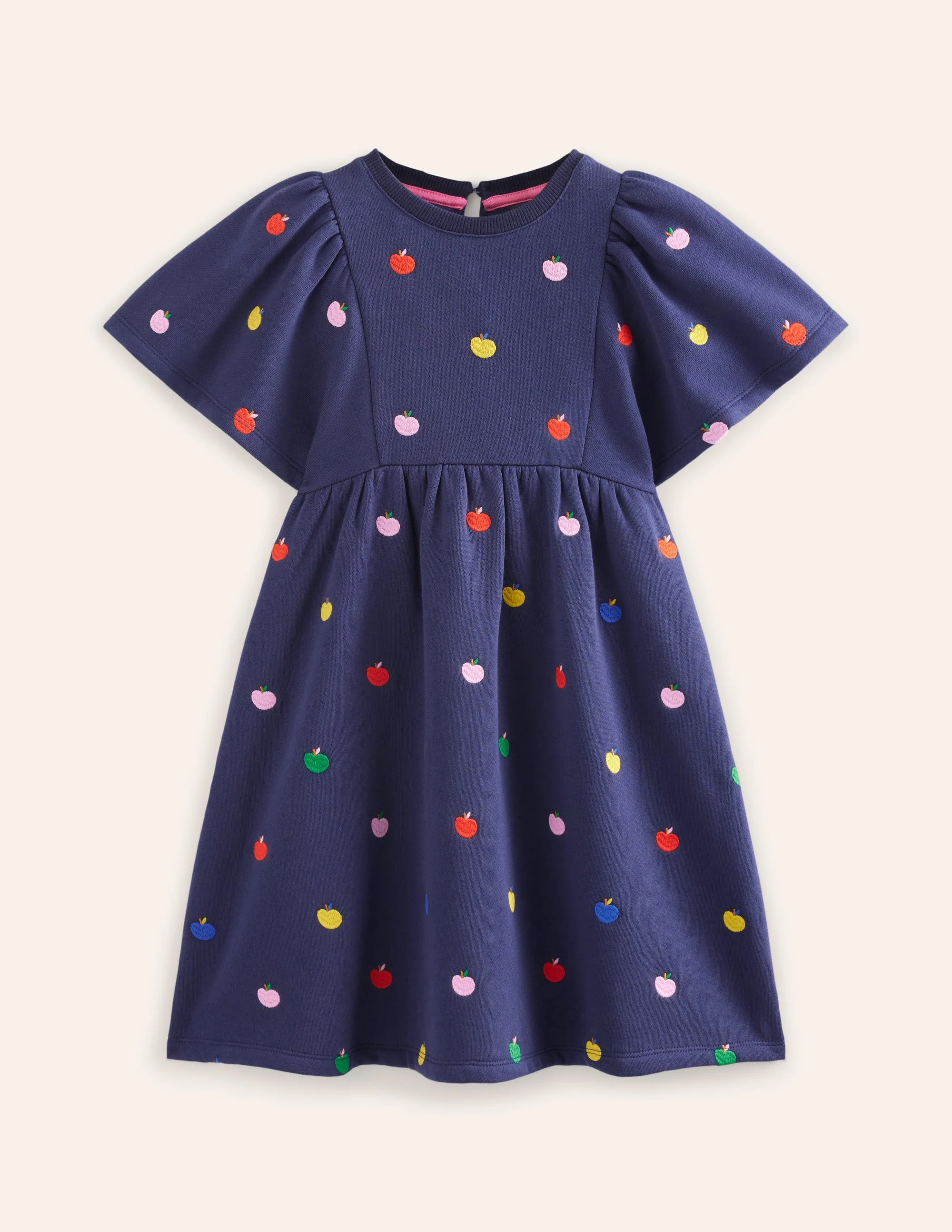 Kuscheliges Sweatshirt-Kleid mit Stickerei-Schuluniform-Marineblau Regenbogen Äpfel - Image 4