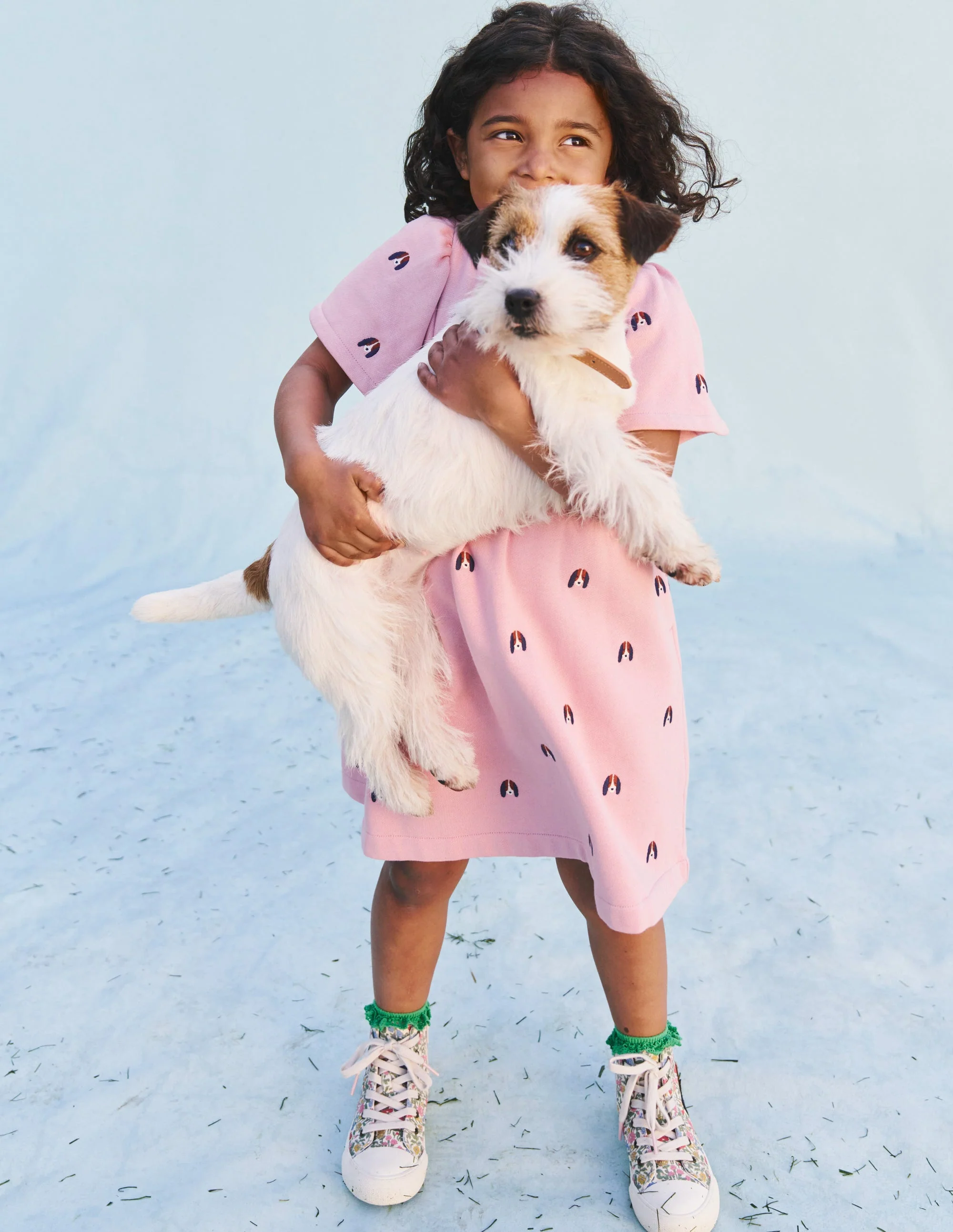 Kuscheliges Sweatshirt-Kleid mit Stickerei-Vintage-Rosa Welpen - Image 8