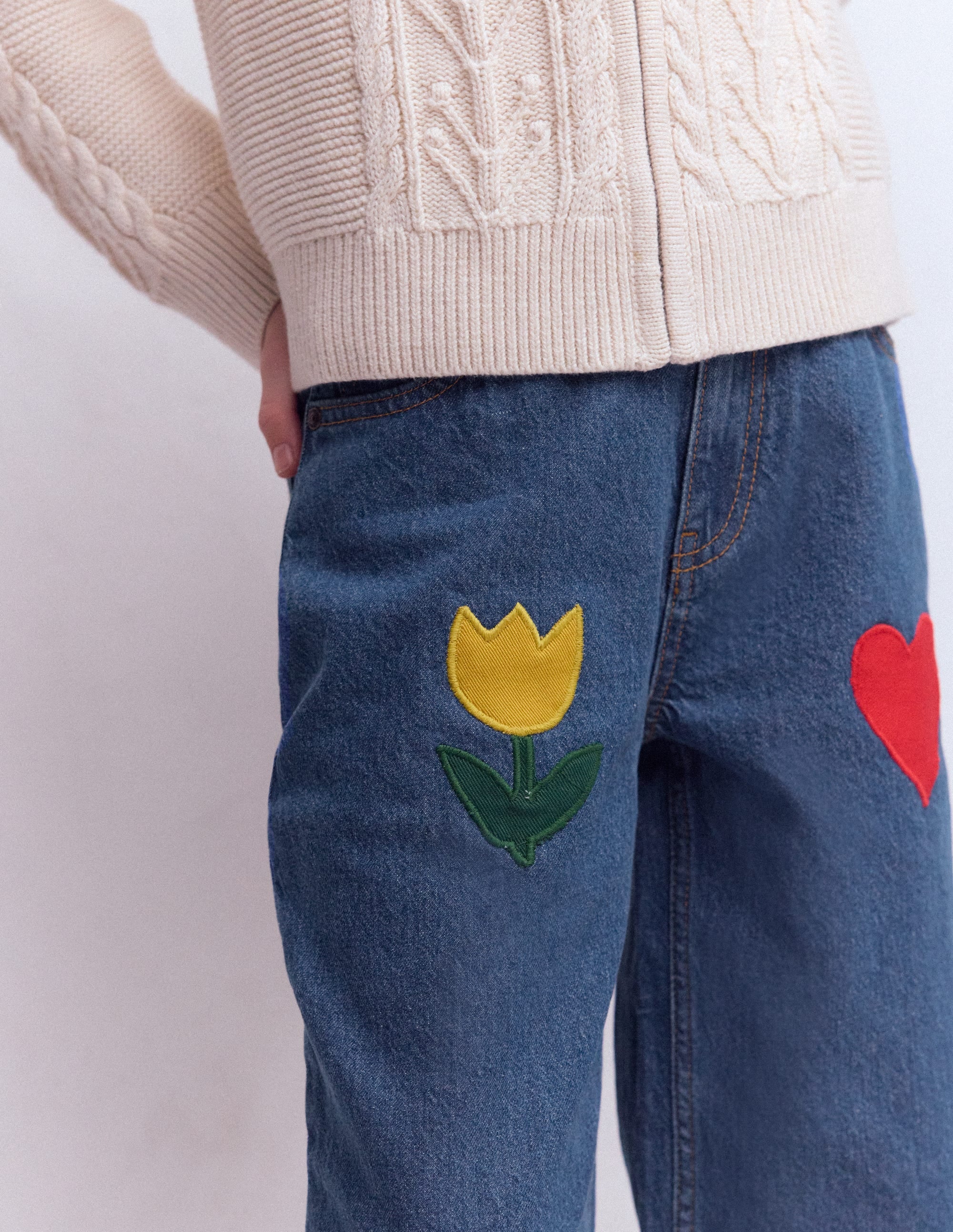 Lässige Jeans-Medium Vintage Applikation - Image 2