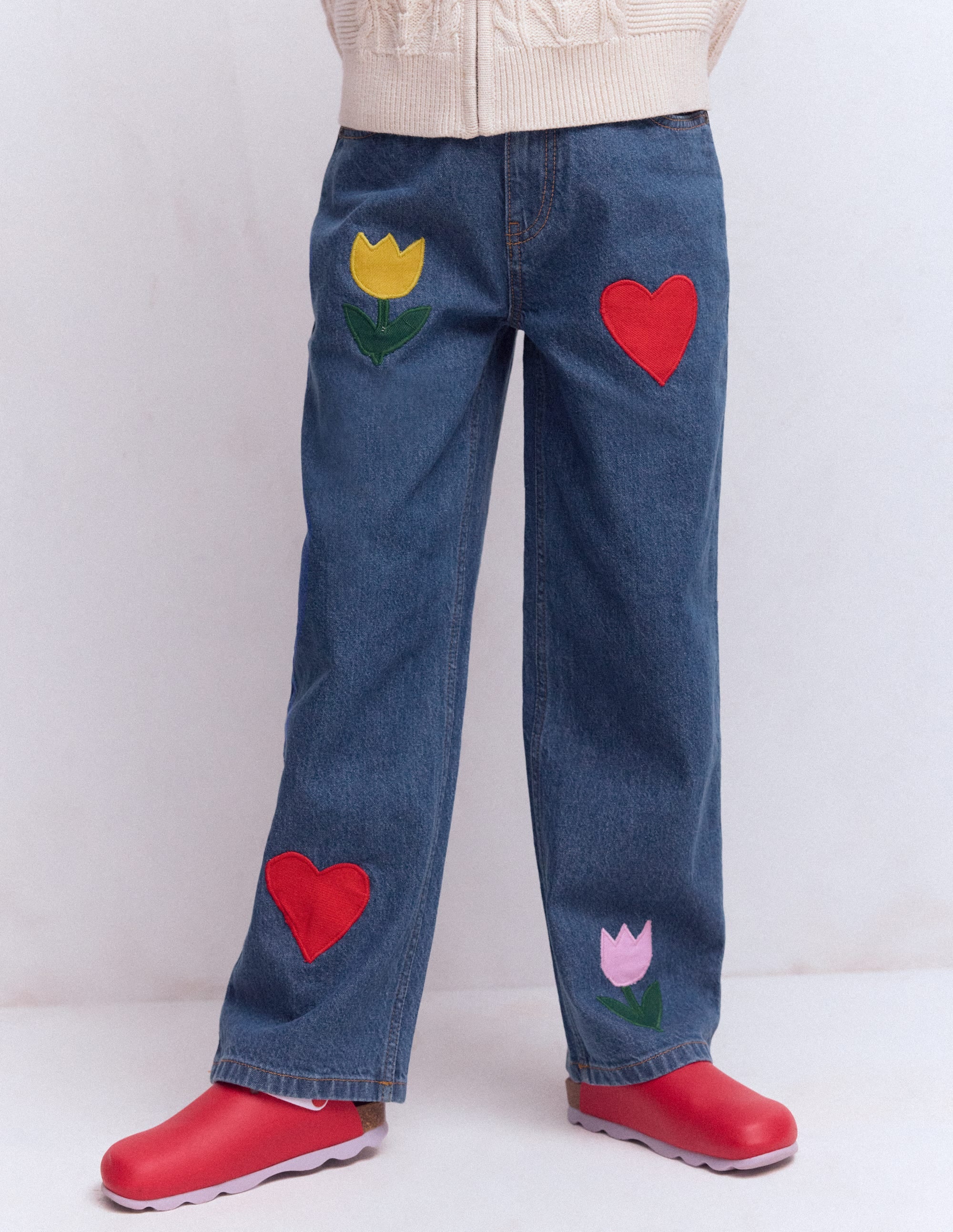 Lässige Jeans-Medium Vintage Applikation - Image 3
