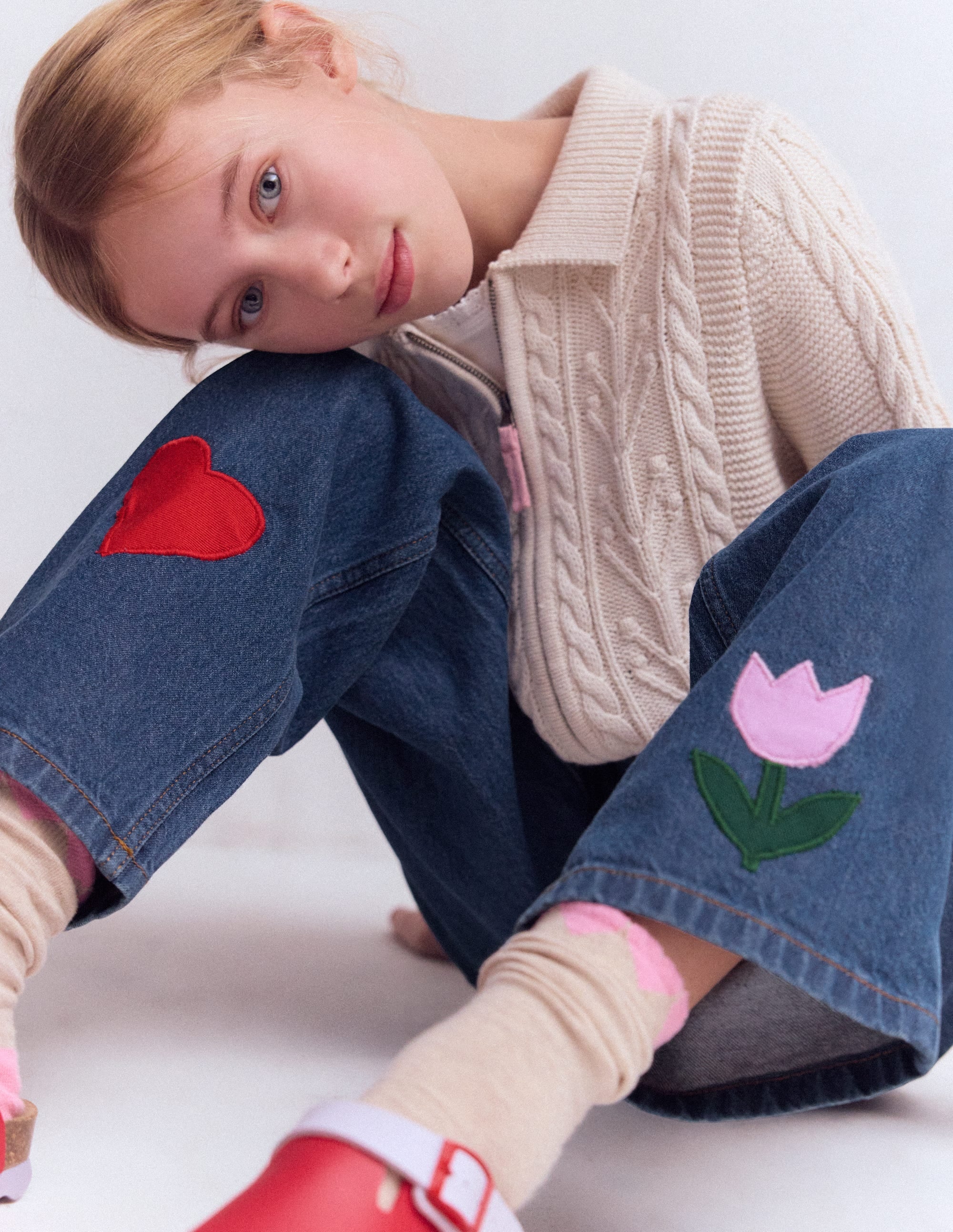 Lässige Jeans-Medium Vintage Applikation - Image 4