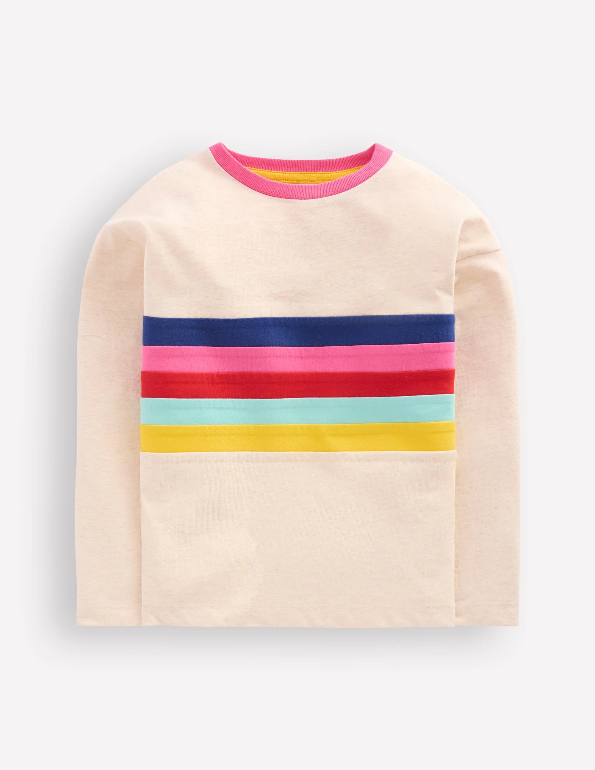 Lässiges Bretonshirt-Haferbeige Meliert Streifen