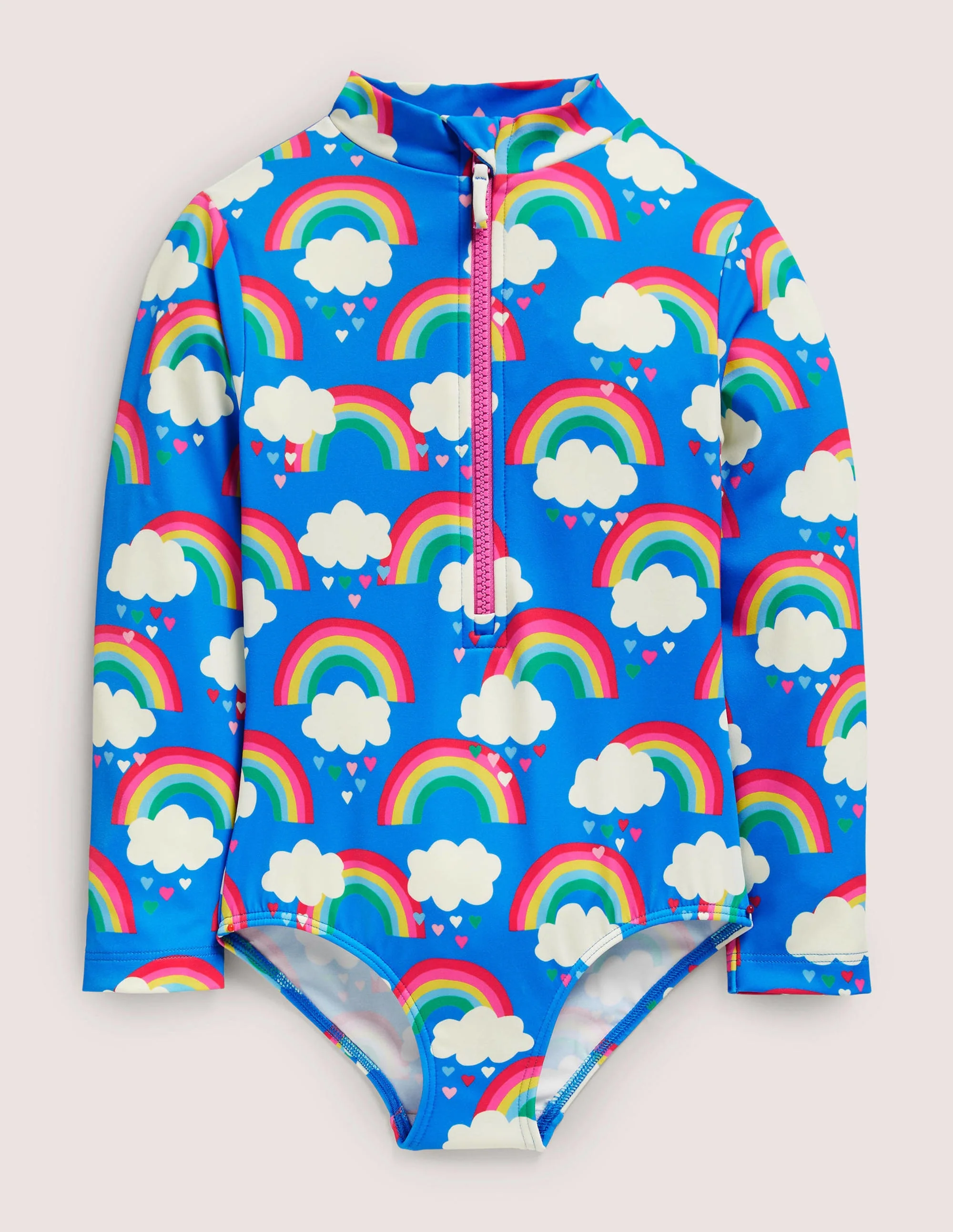 Langärmeliger Badeanzug-Marokkoblau, Regenbogen
