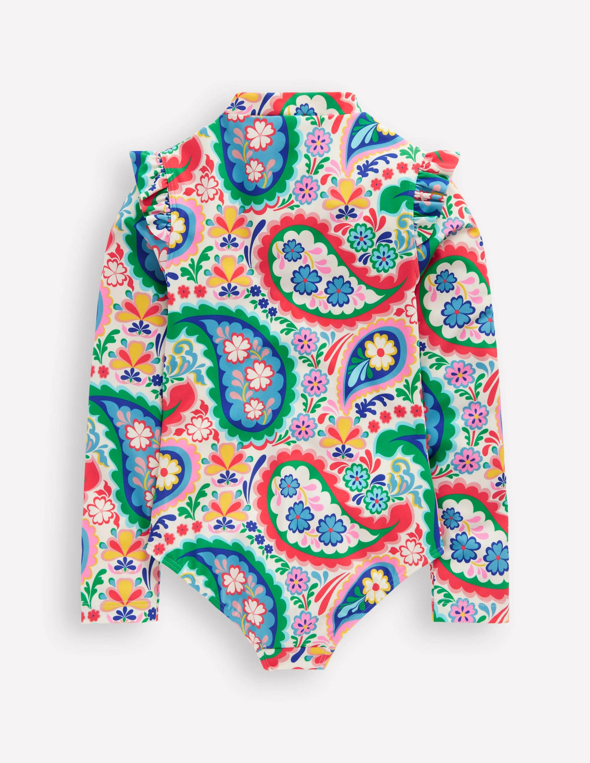 Langärmeliger Badeanzug mit Rüschen-Naturweiß Paisley - Image 2