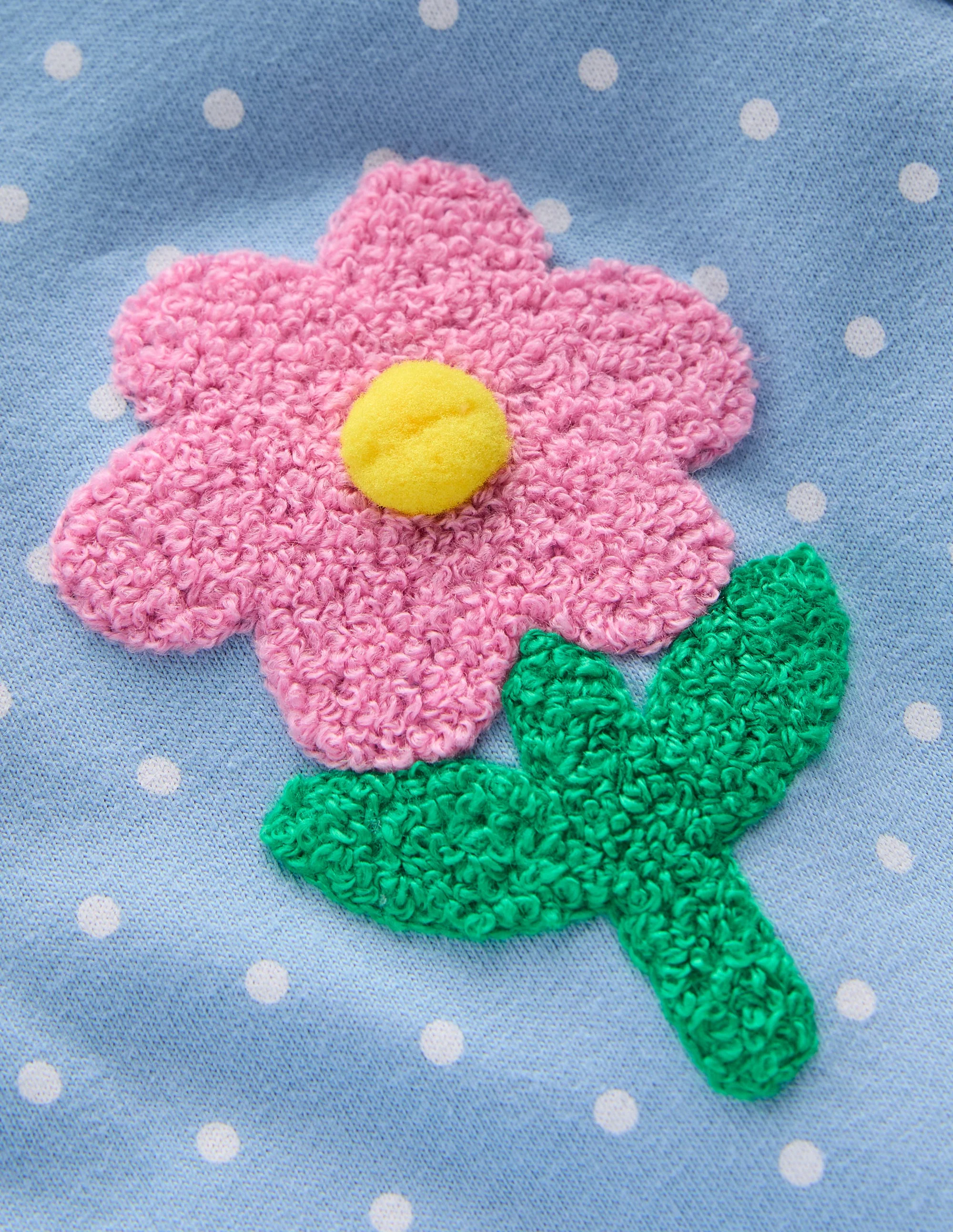 Langärmeliges Bouclé-T-Shirt-Gletscherblau Punkte Ostern - Image 3