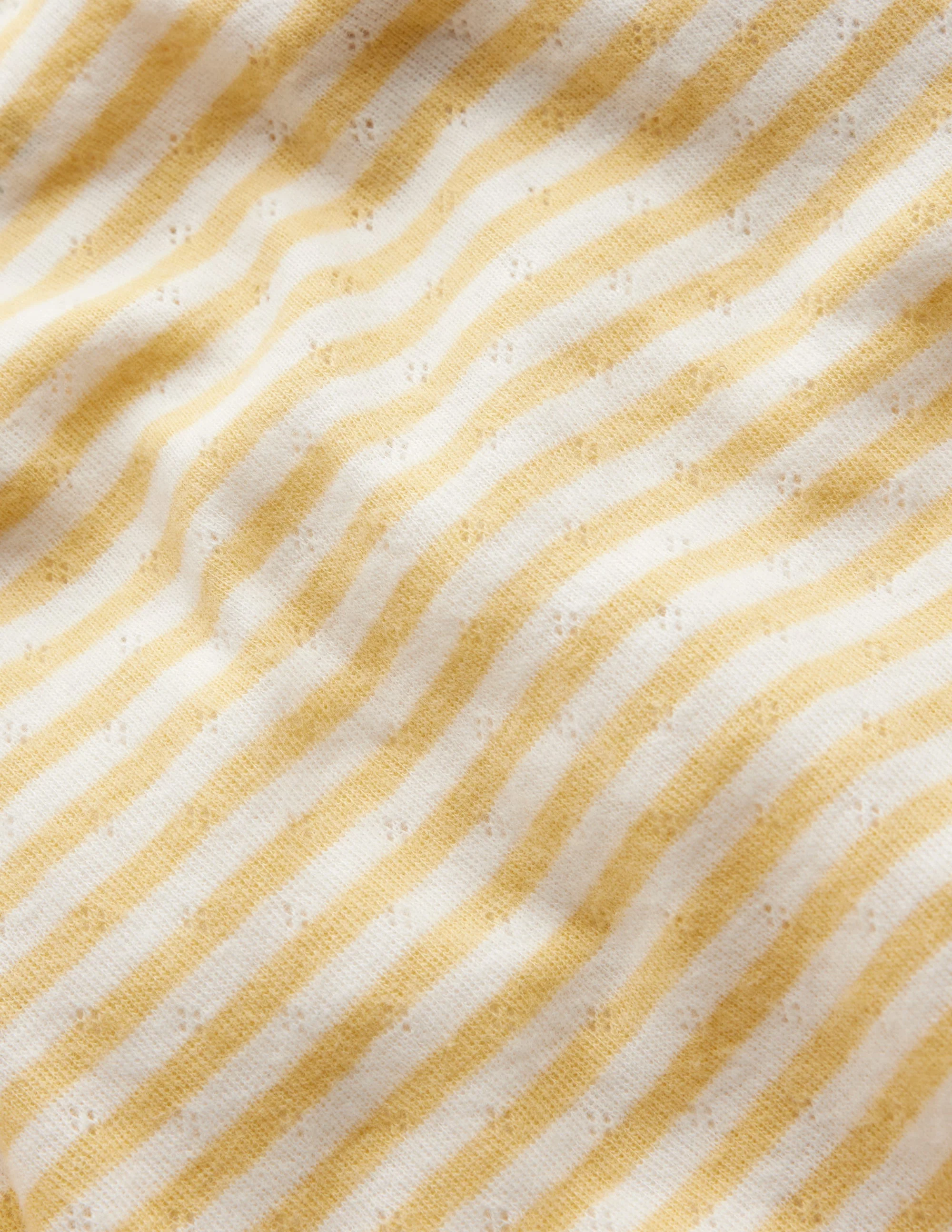 Langärmeliges Oberteil mit Pointelle-Muster-Naturweiß/Gelb Gestreift - Image 3