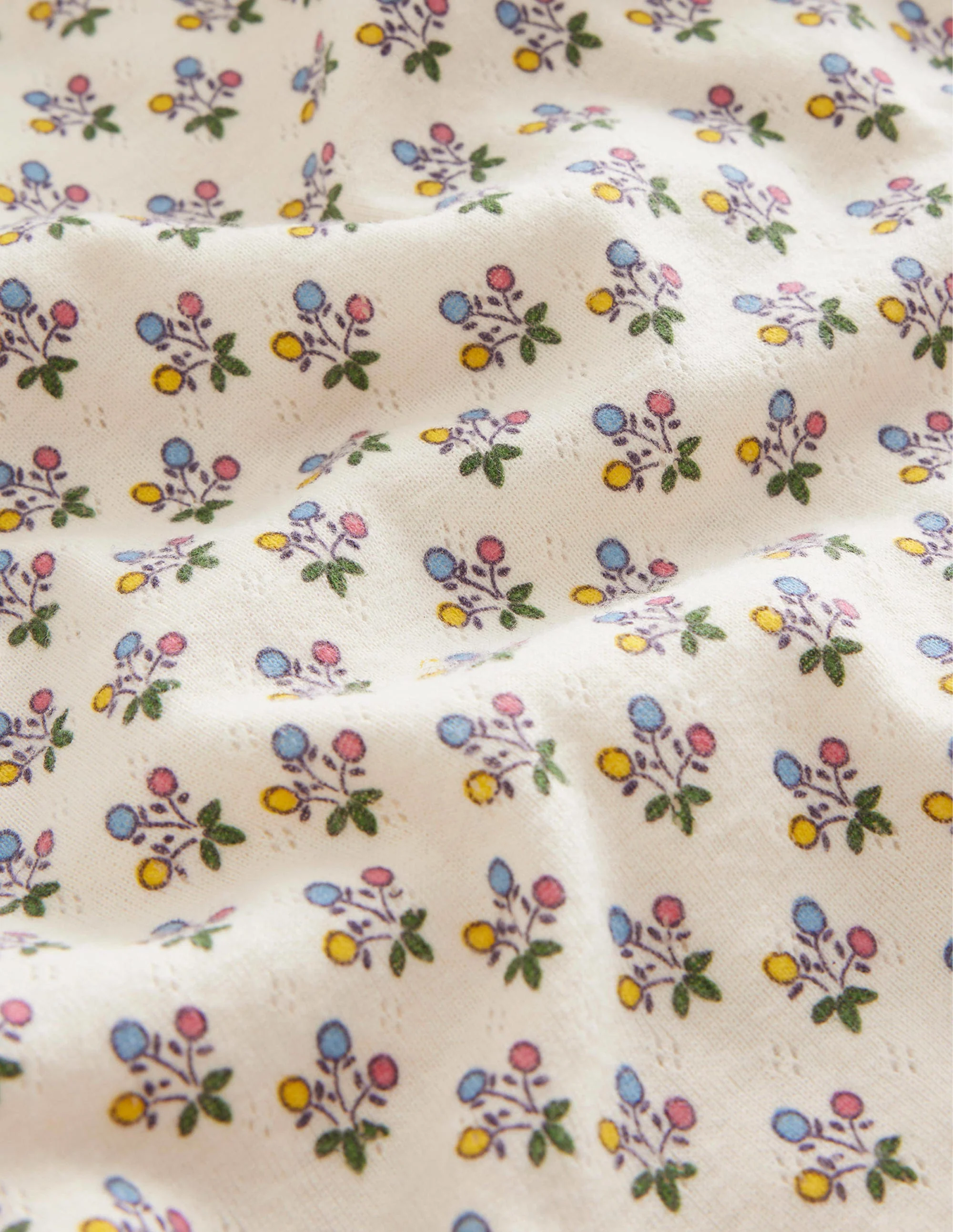 Langärmeliges Oberteil mit Pointelle-Muster-Vanilleschote/Senfgelb Floral - Image 3