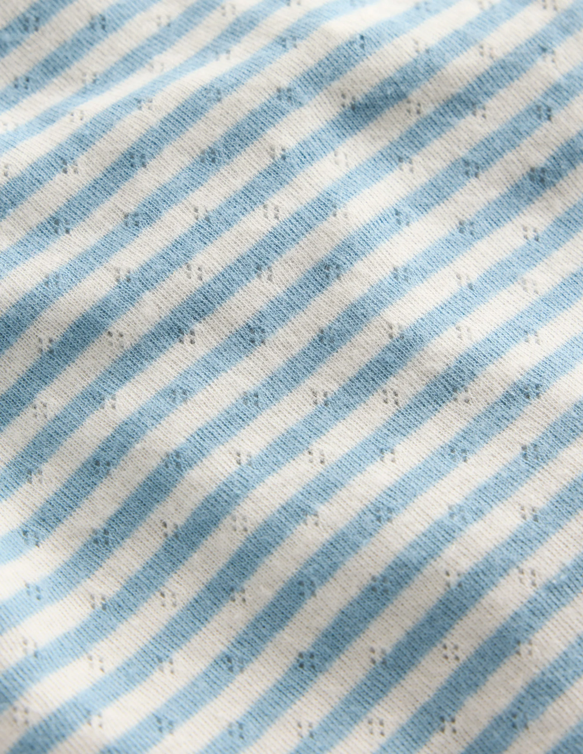 Langärmeliges Oberteil mit Pointelle-Muster-Vintageblau Streifen - Image 3