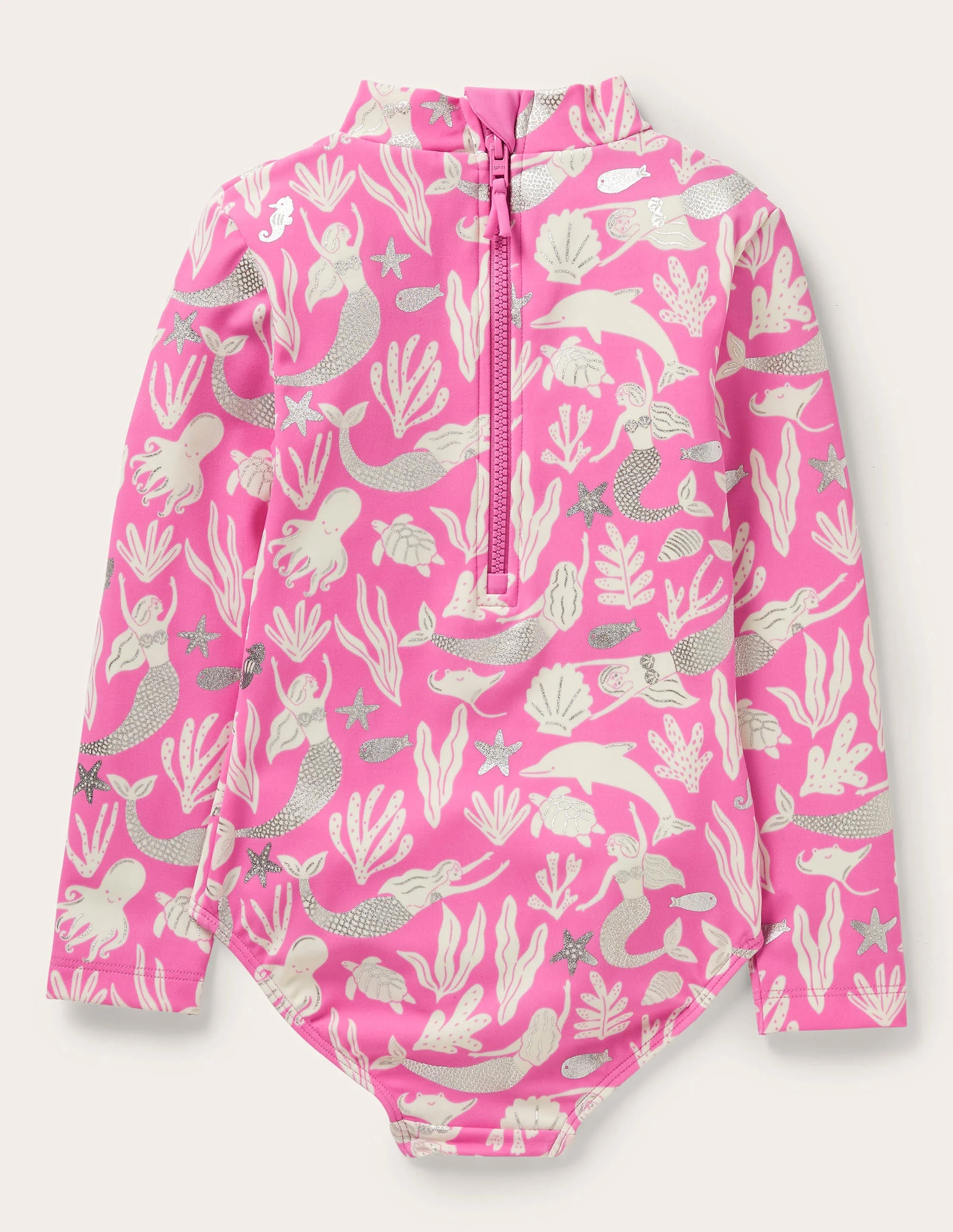 Langärmliger Badeanzug mit Rüschen-Erdbeereisrosa, Meerjungfrau - Image 2
