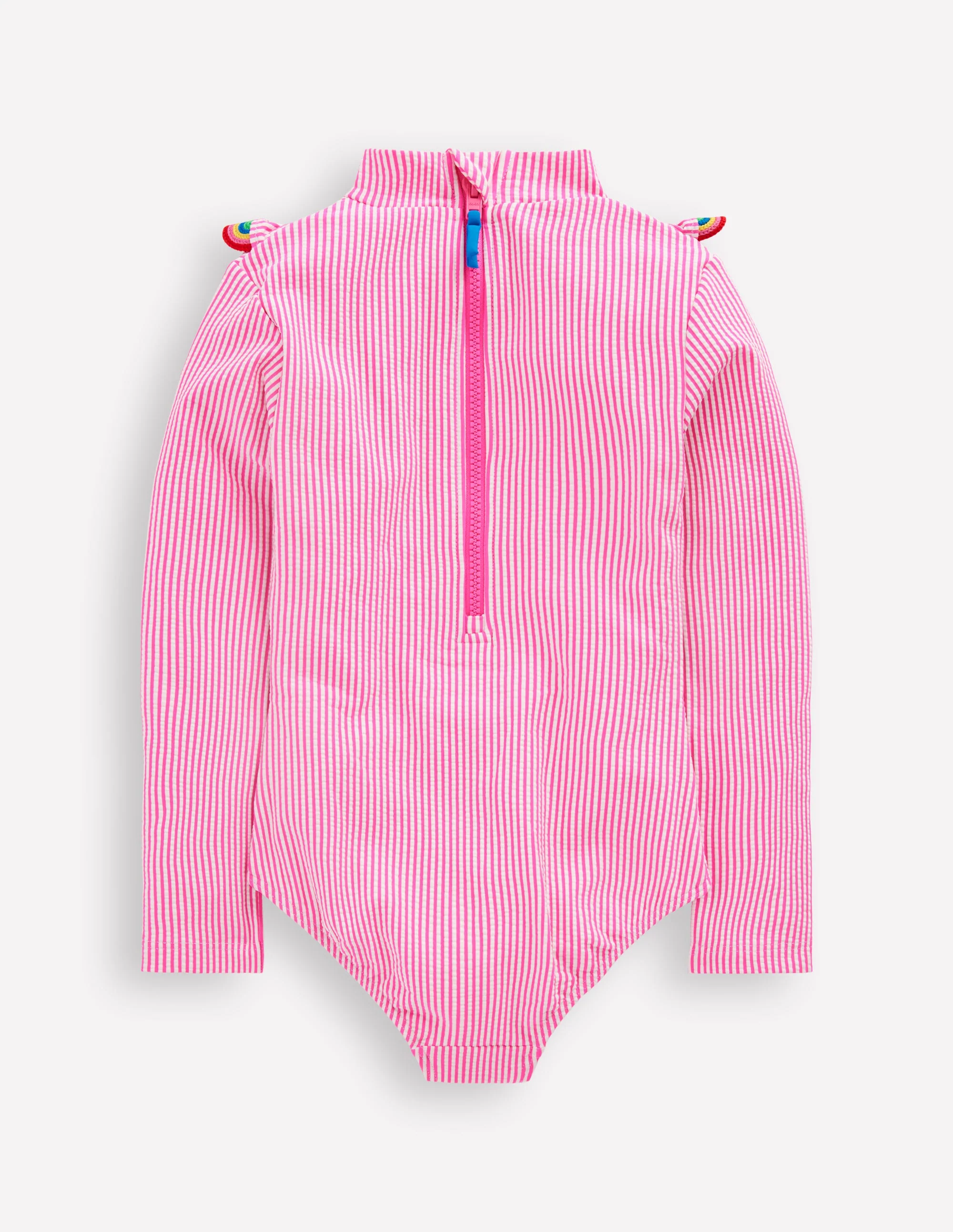 Langärmliger Badeanzug mit Rüschen-Pink Streifen Regenbogen - Image 2