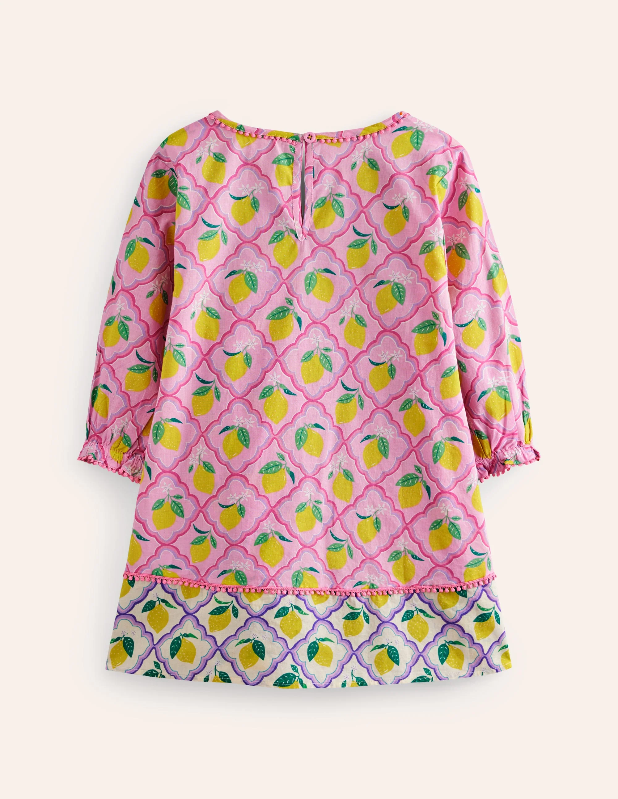 Langärmliger Kaftan mit Muster-Rosa Zitronenhain - Image 2