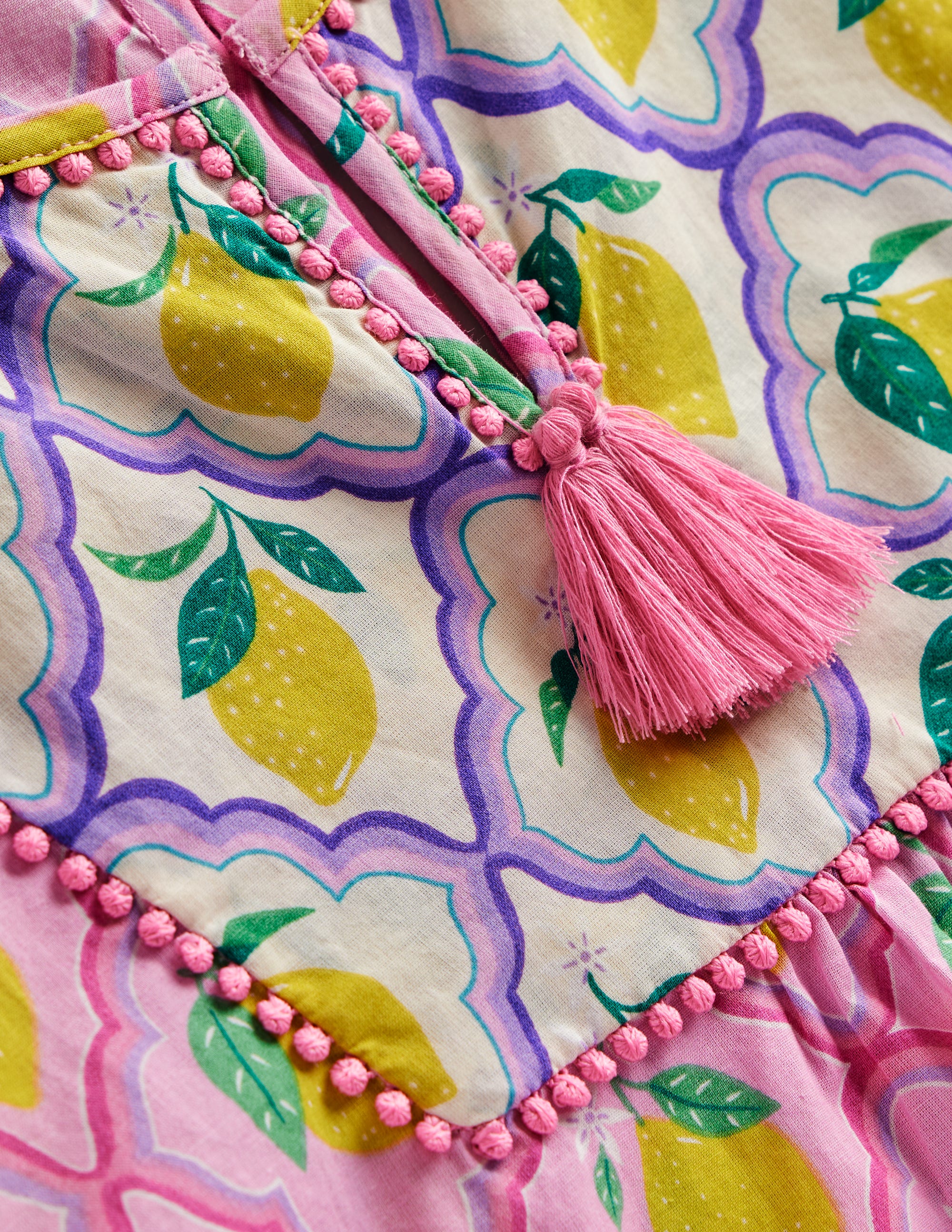 Langärmliger Kaftan mit Muster-Rosa Zitronenhain - Image 3