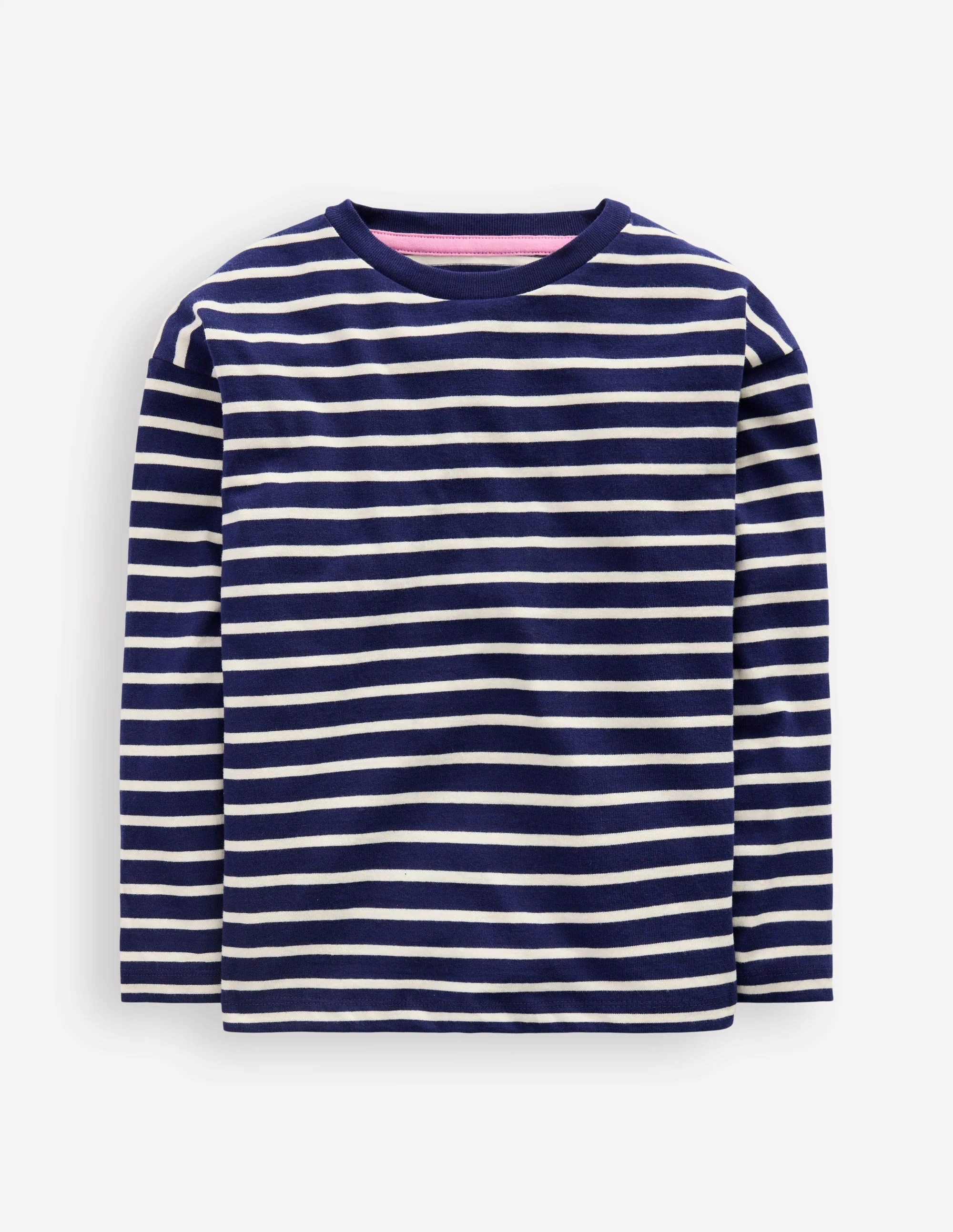 Langärmliges, lockeres Bretonshirt-Marineblau/Naturweiß - Image 2