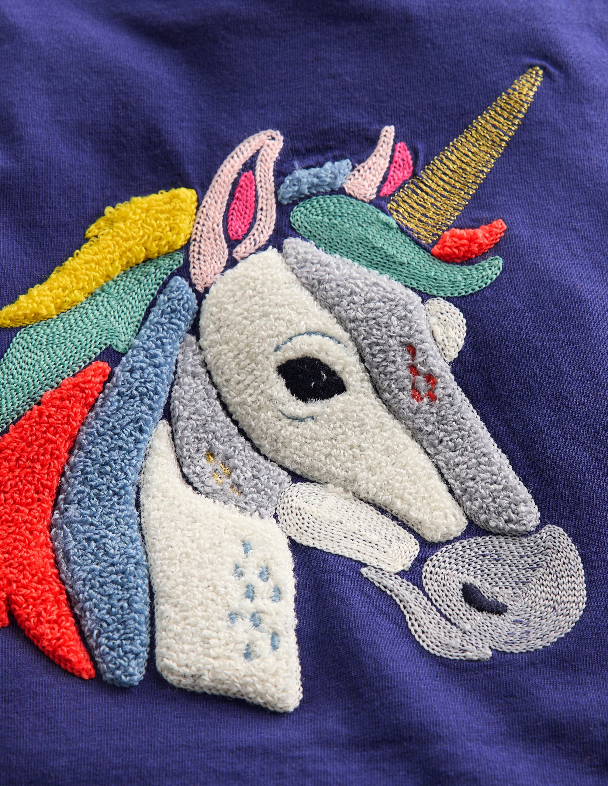 Langarmshirt aus Bouclé-Segelblau, Einhorn - Image 3