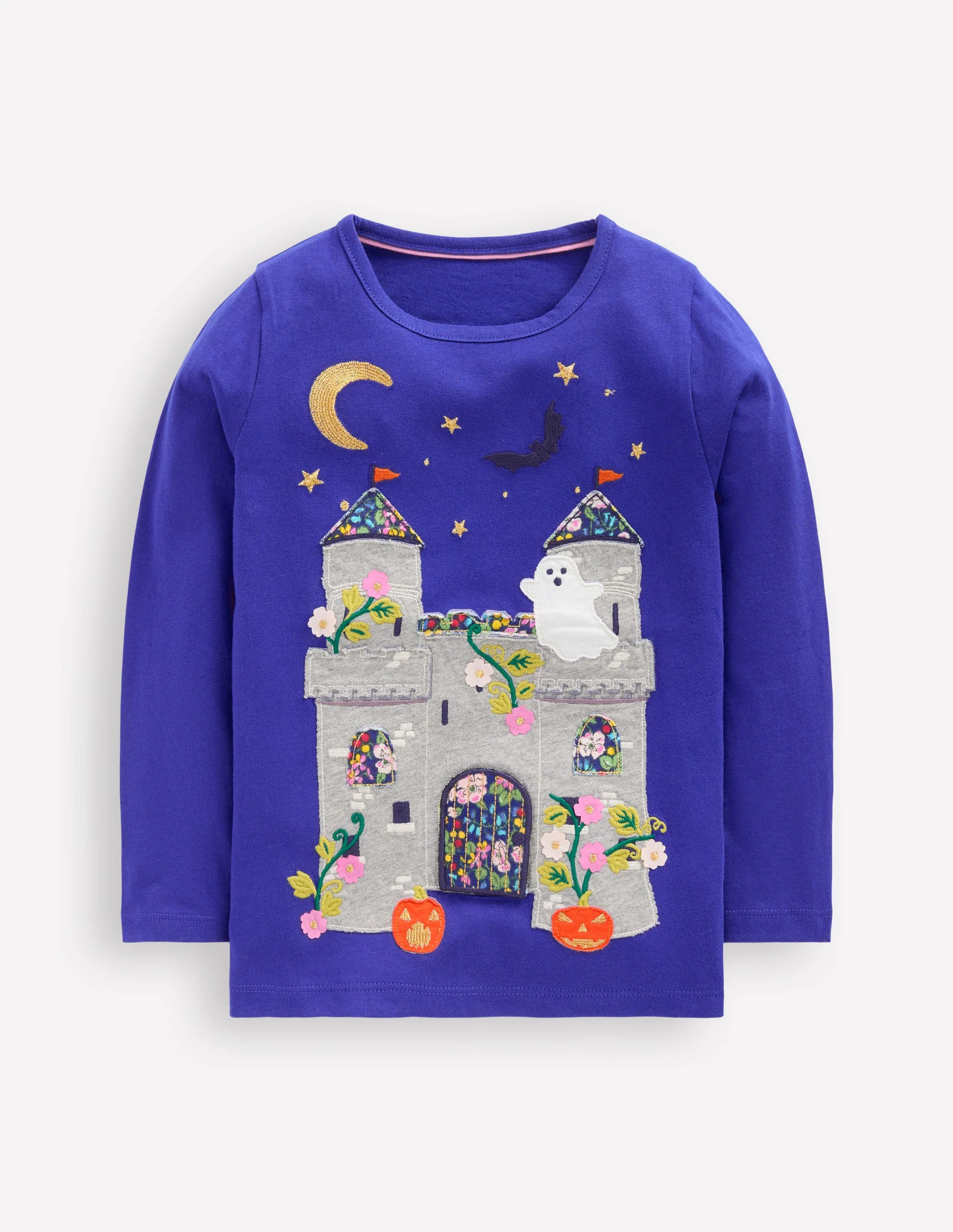 Langarmshirt mit Aufklappdetail-Saphirblau Spukhaus