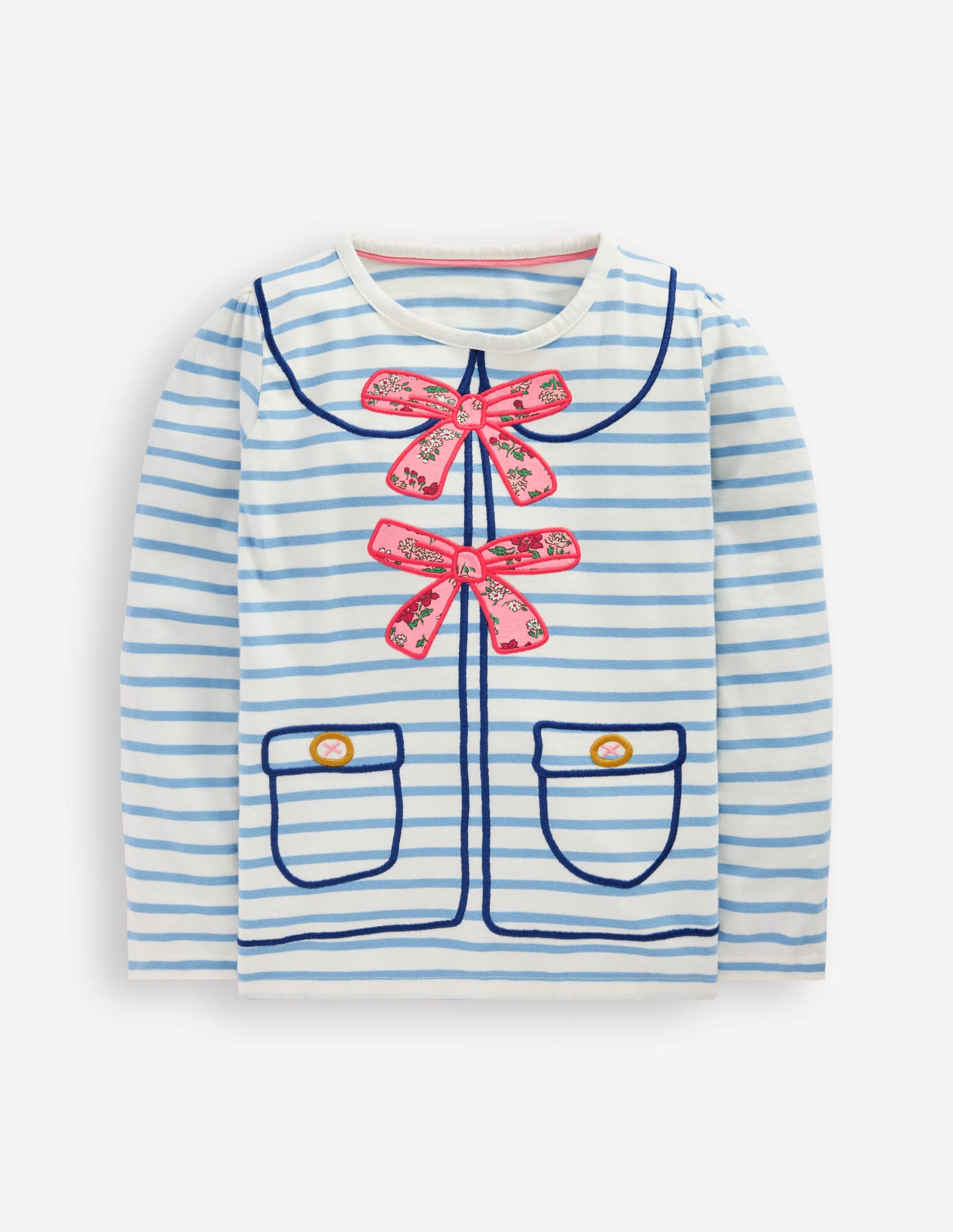 Langarmshirt mit Puffärmeln und Applikation-Sanftes Naturweiß/Gletscherblau - Image 3