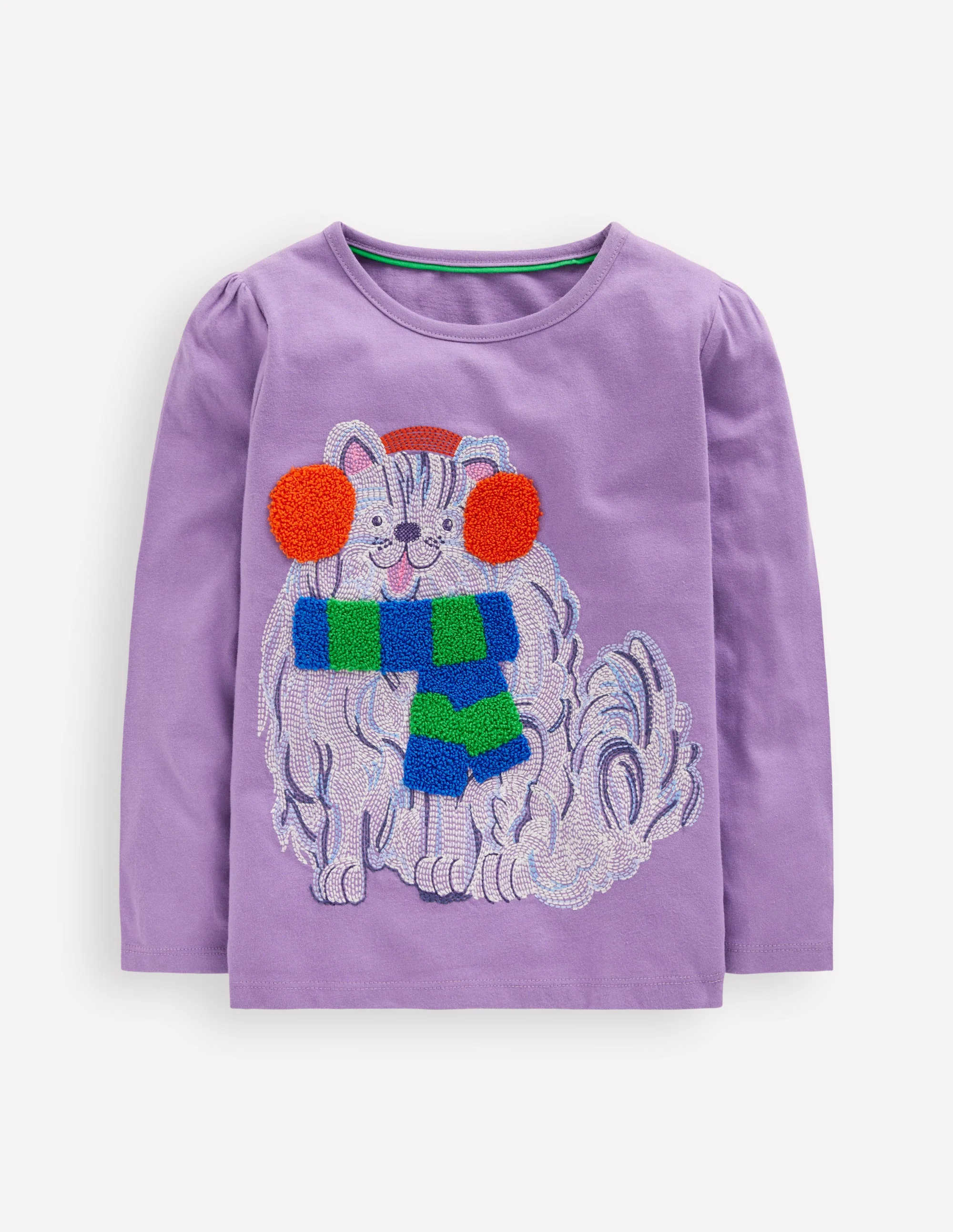 Langarmshirt mit Superstich-Design-Asternlila Hund