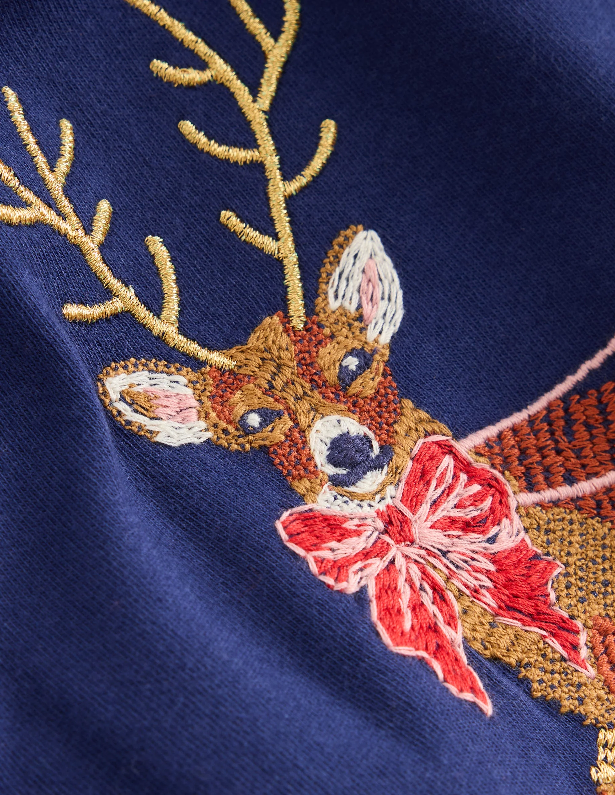 Langarmshirt mit Superstich-Design-Segelblau, Festliches Muster - Image 3