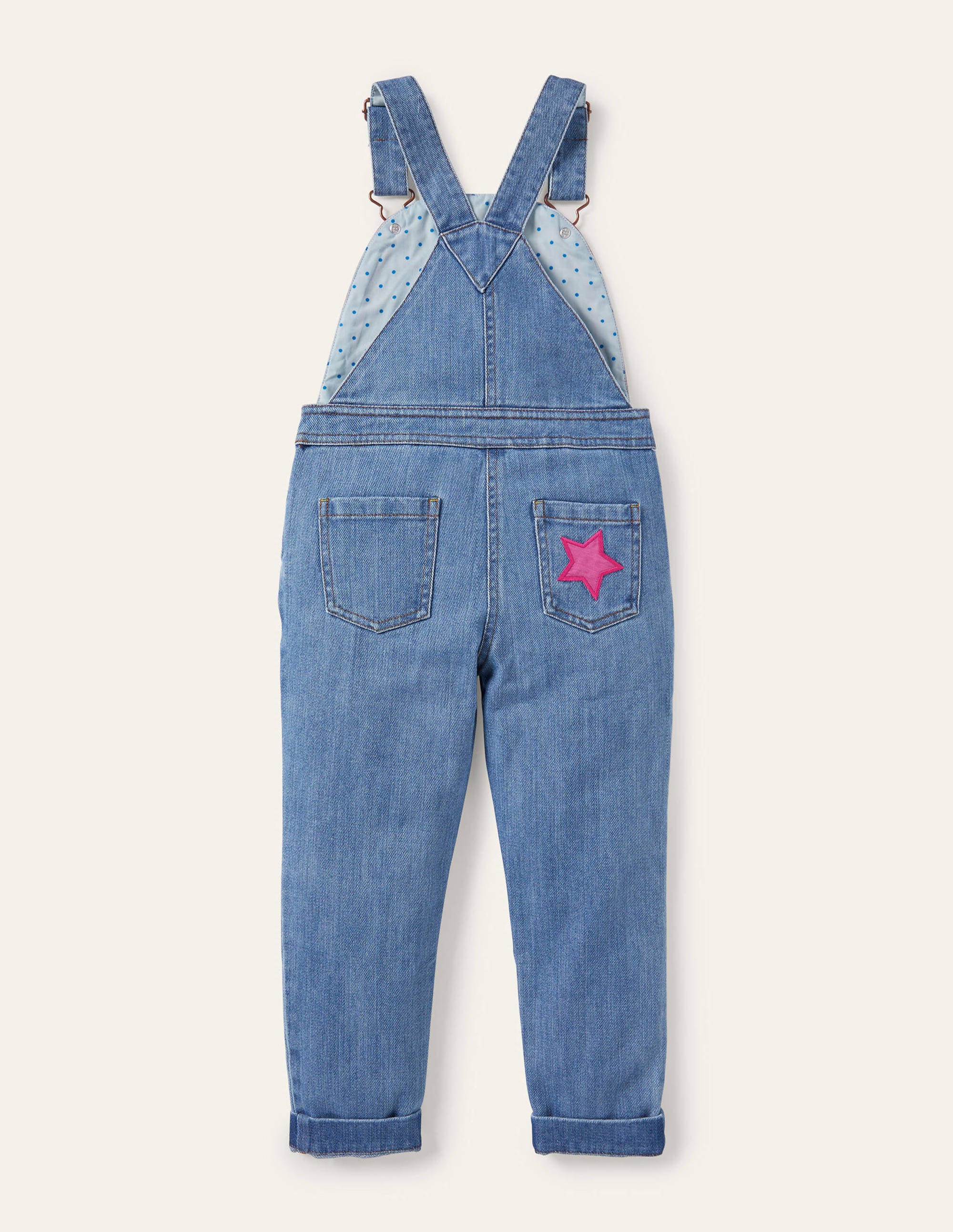 Latzhose mit Regenbogenapplikation-Mittleres Vintageblau, Denim - Image 2
