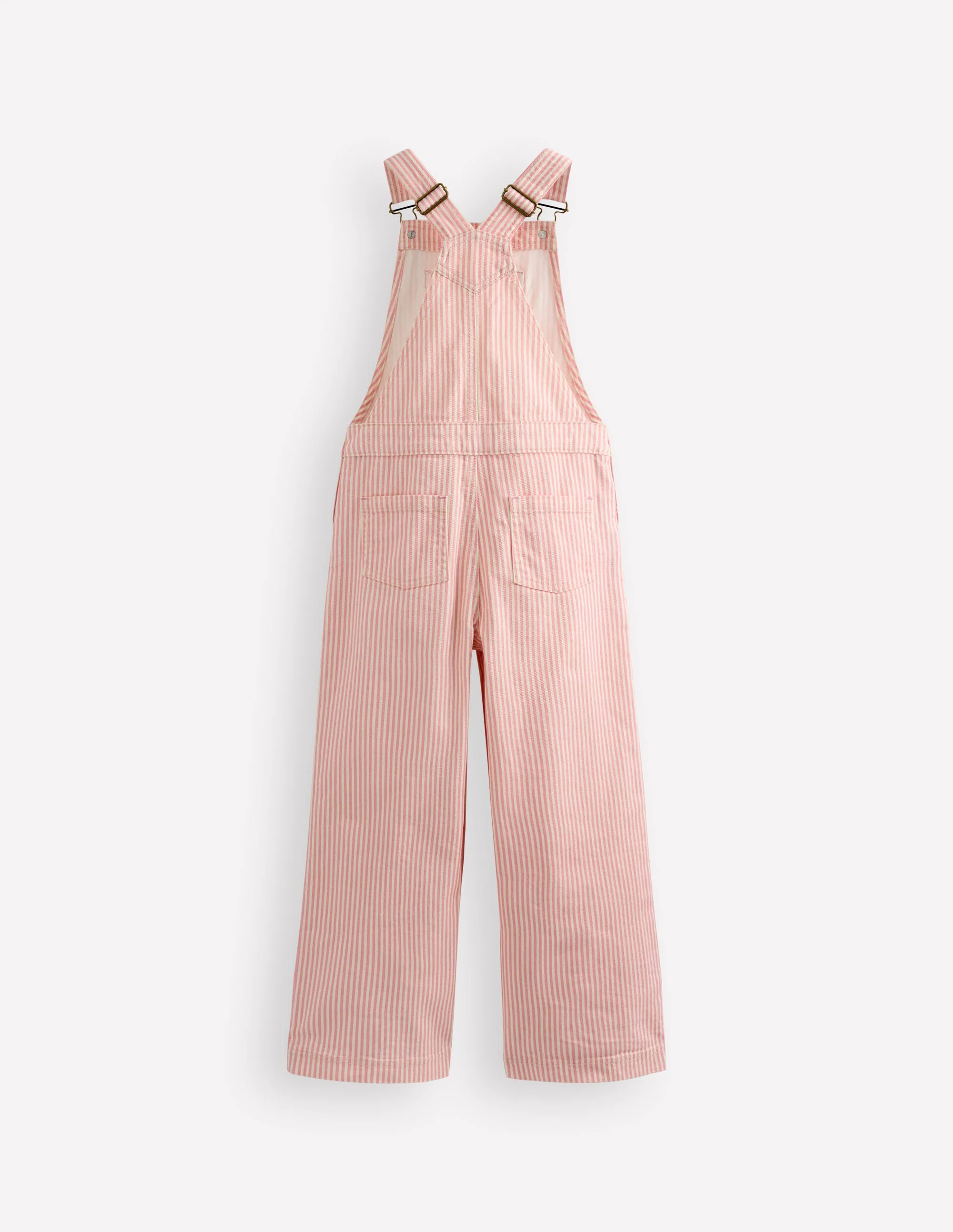 Latzhose mit weitem Bein-Rosa Drillich Streifen - Image 2
