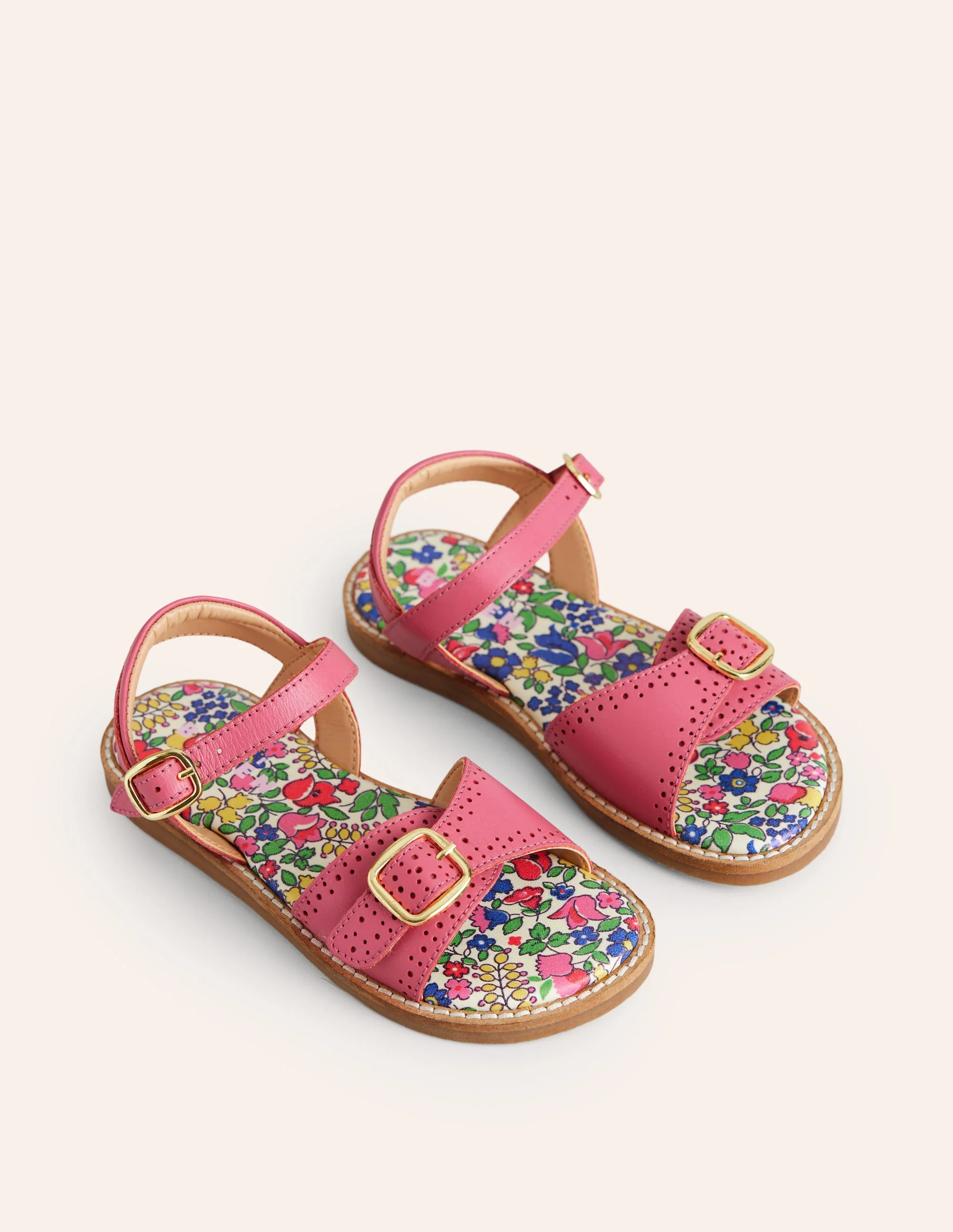 Ledersandalen mit Schnalle-Blasspink - Image 2