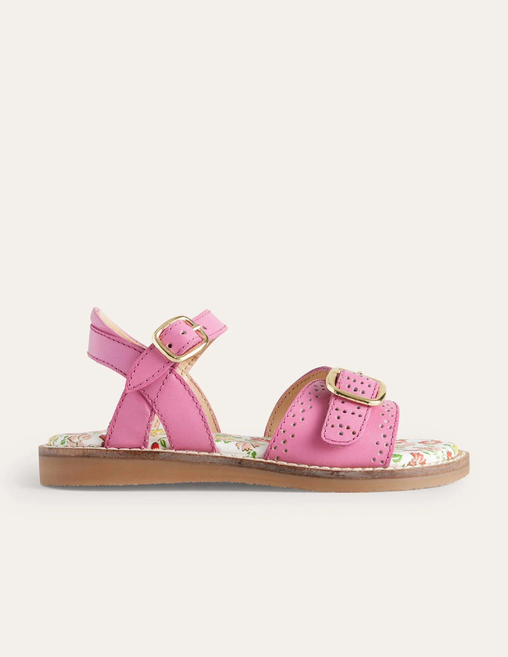 Ledersandalen mit Schnalle-Rosa