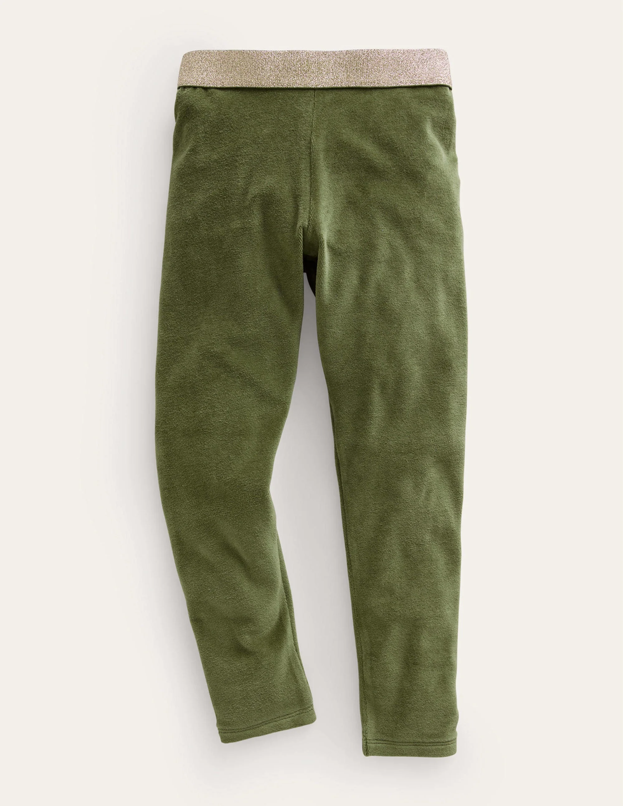 Leggings aus Samt-Khakigrün