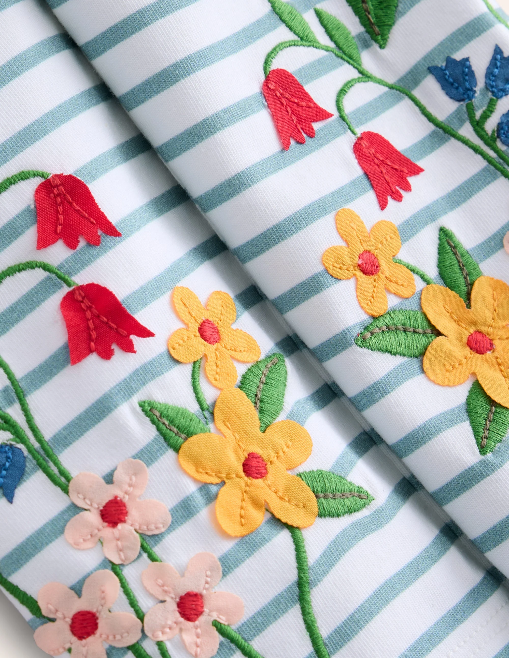 Leggings mit Applikationen-Naturweiß/Vintage-Blau Blumen - Image 3