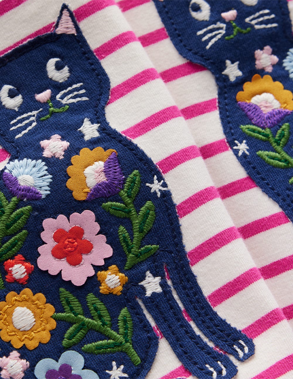 Leggings mit Applikationen-Sanftes Naturweiß/Himbeerrosa Katzen - Image 3