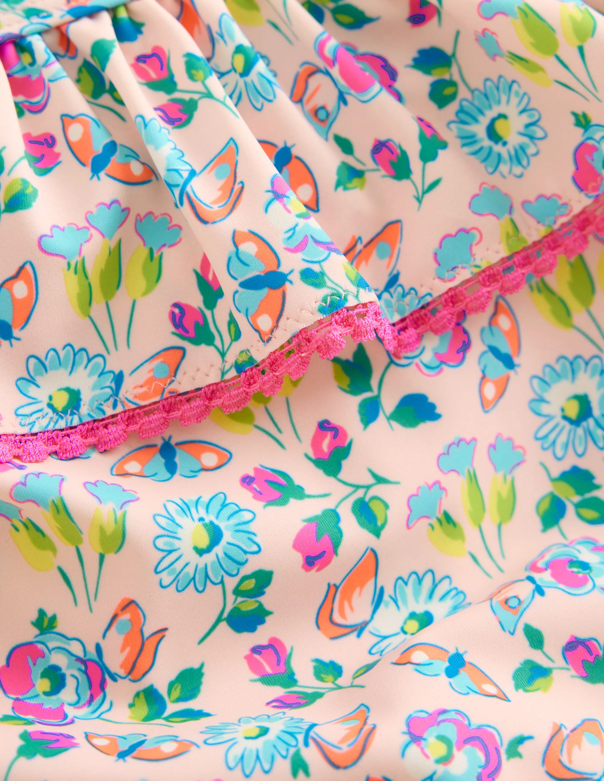 Lila Badeanzug mit einem Träger-Kreiderosa Schmetterlinge Blumenmuster - Image 3