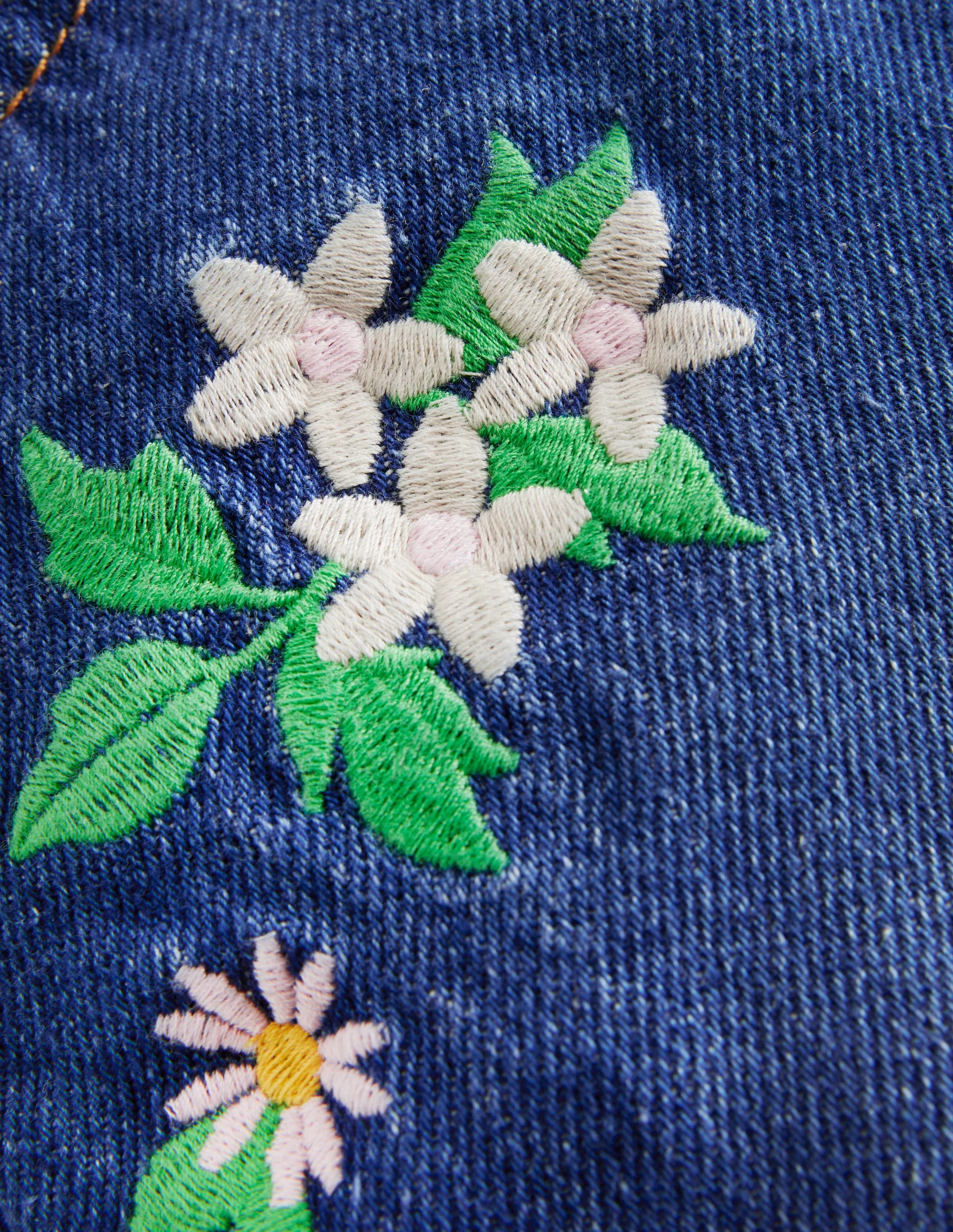 Locker geschnittene Jeans mit geradem Bein-Mittleres Denimblau Stickerei - Image 3