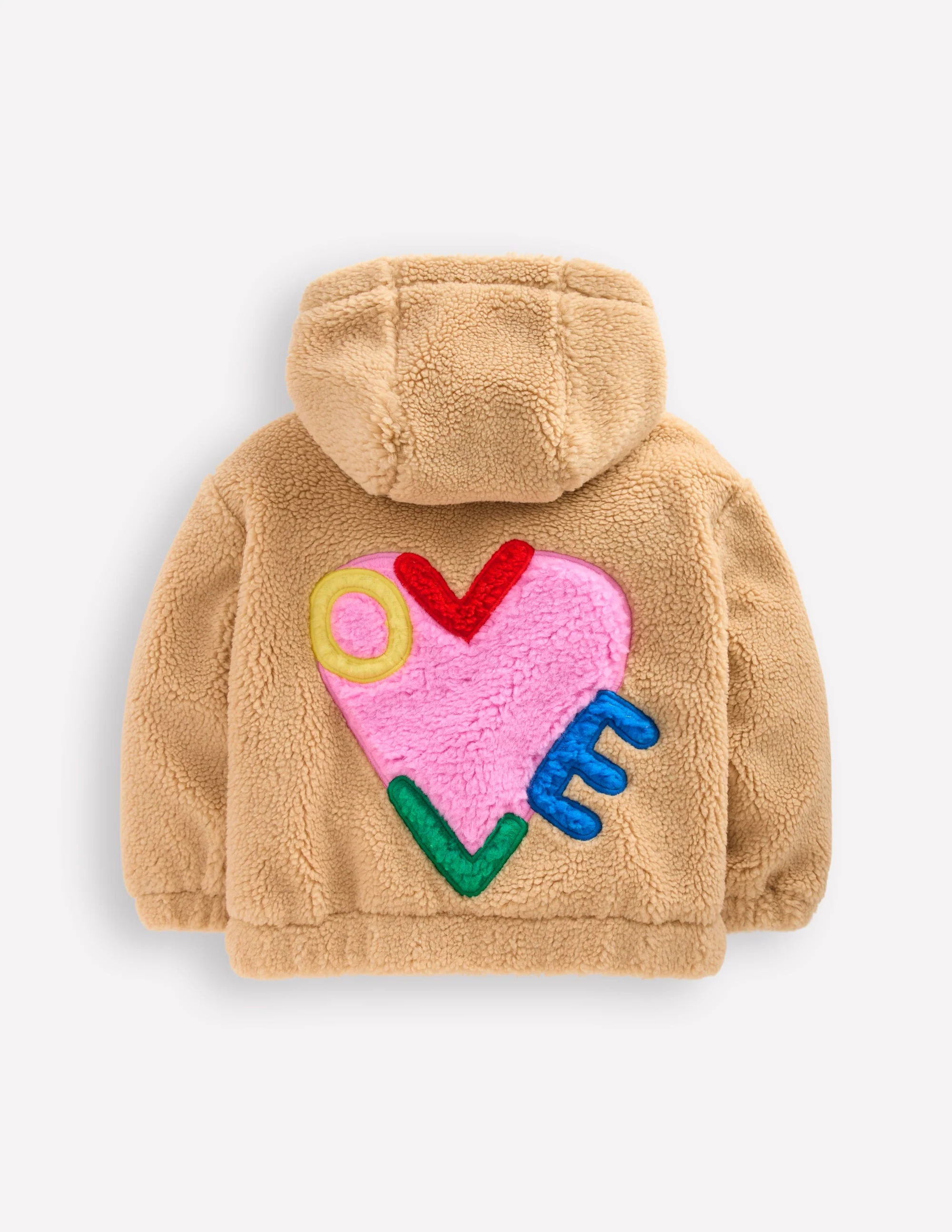 Lockere Teddyfelljacke mit Reißverschluss-Love-Applikation Teddyfell - Image 2