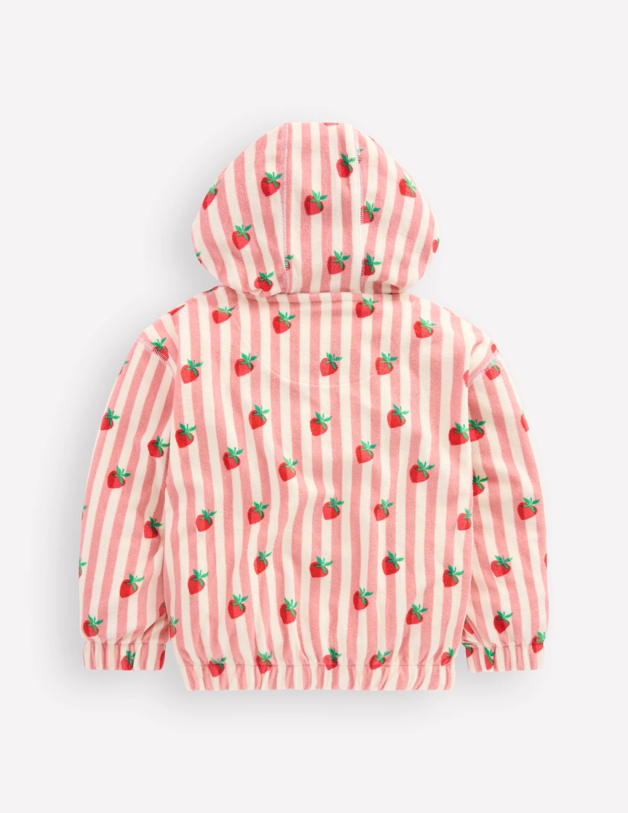 Lockerer Frottee-Kapuzenpullover-Puderrosa Erdbeeren Streifen - Image 2