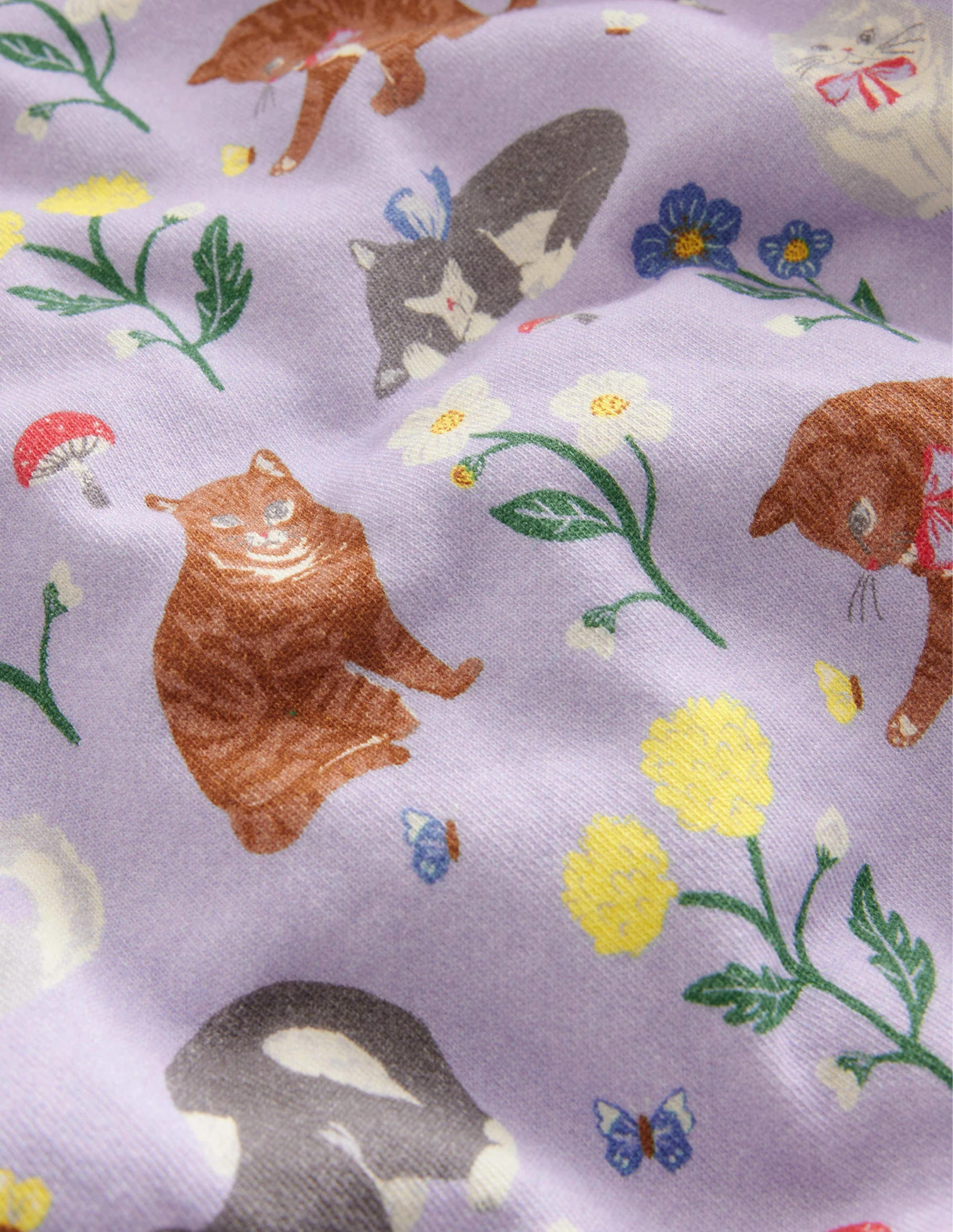 Lockeres, bedrucktes Sweatshirt-Violett Katzen - Image 3