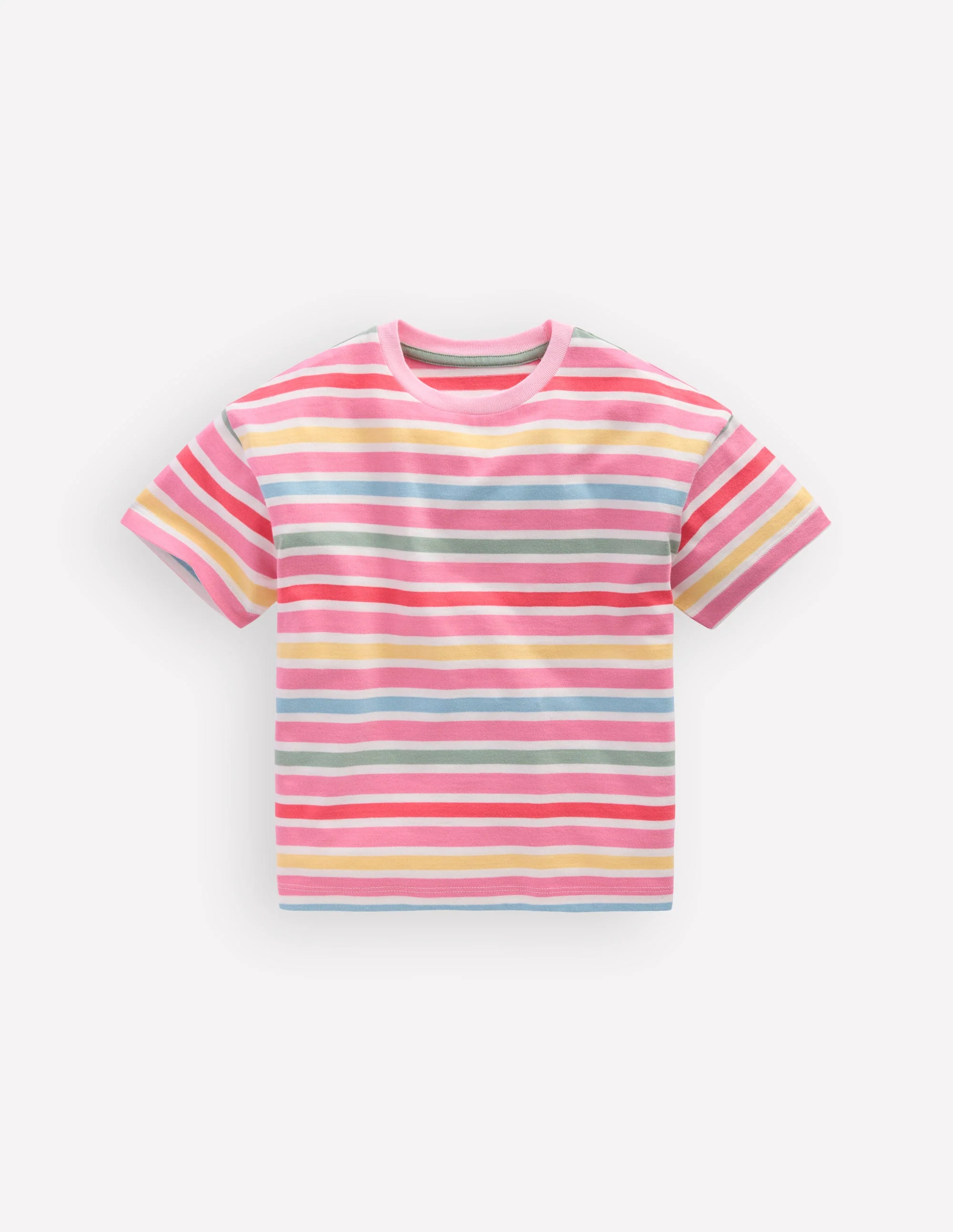 Lockeres Breton-T-Shirt-Ackerbohnengrün/Pink, Gestreift - Image 2
