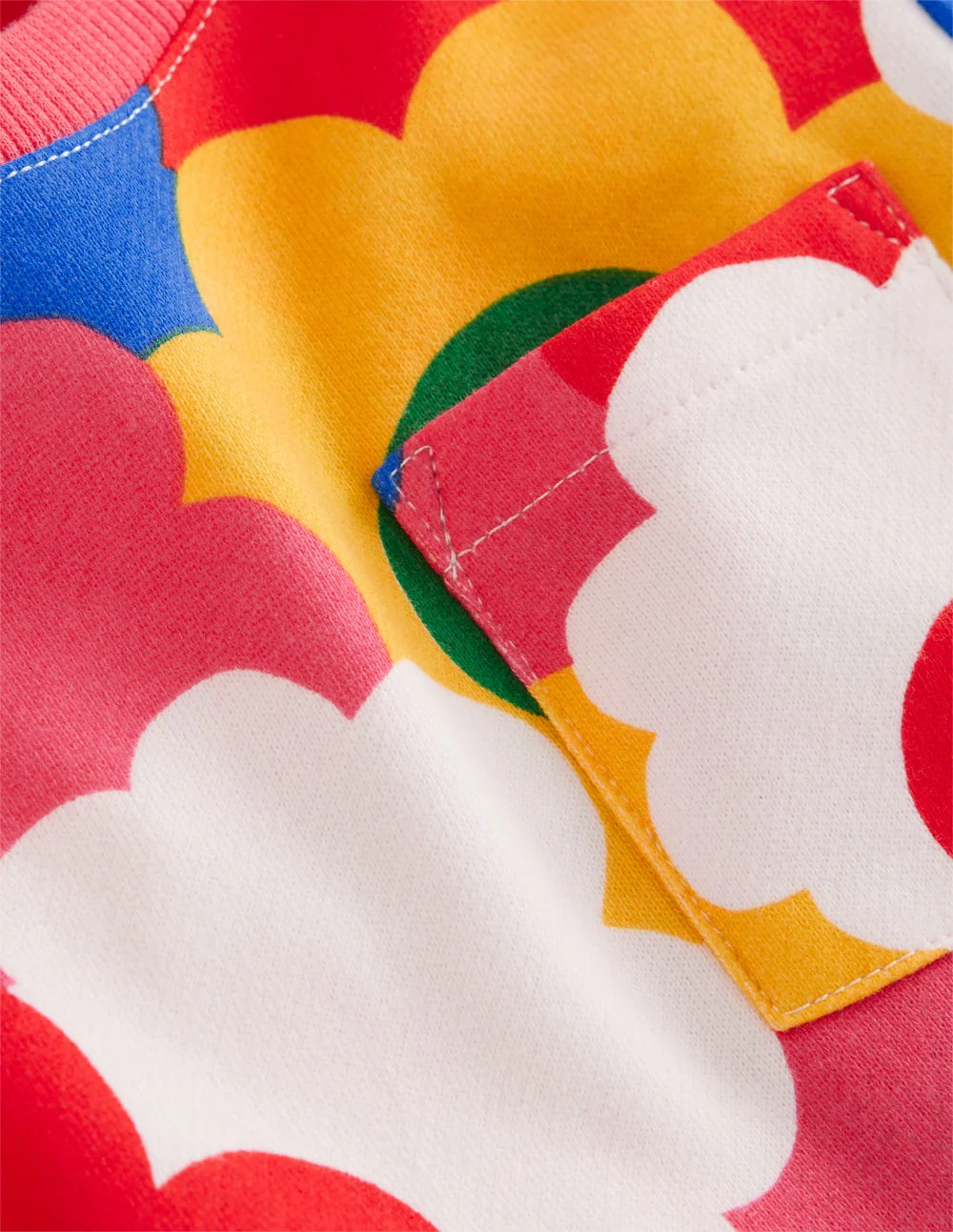 Lockeres Sweatshirt-Kleid-Bunt Regenbogen Blume - Image 3