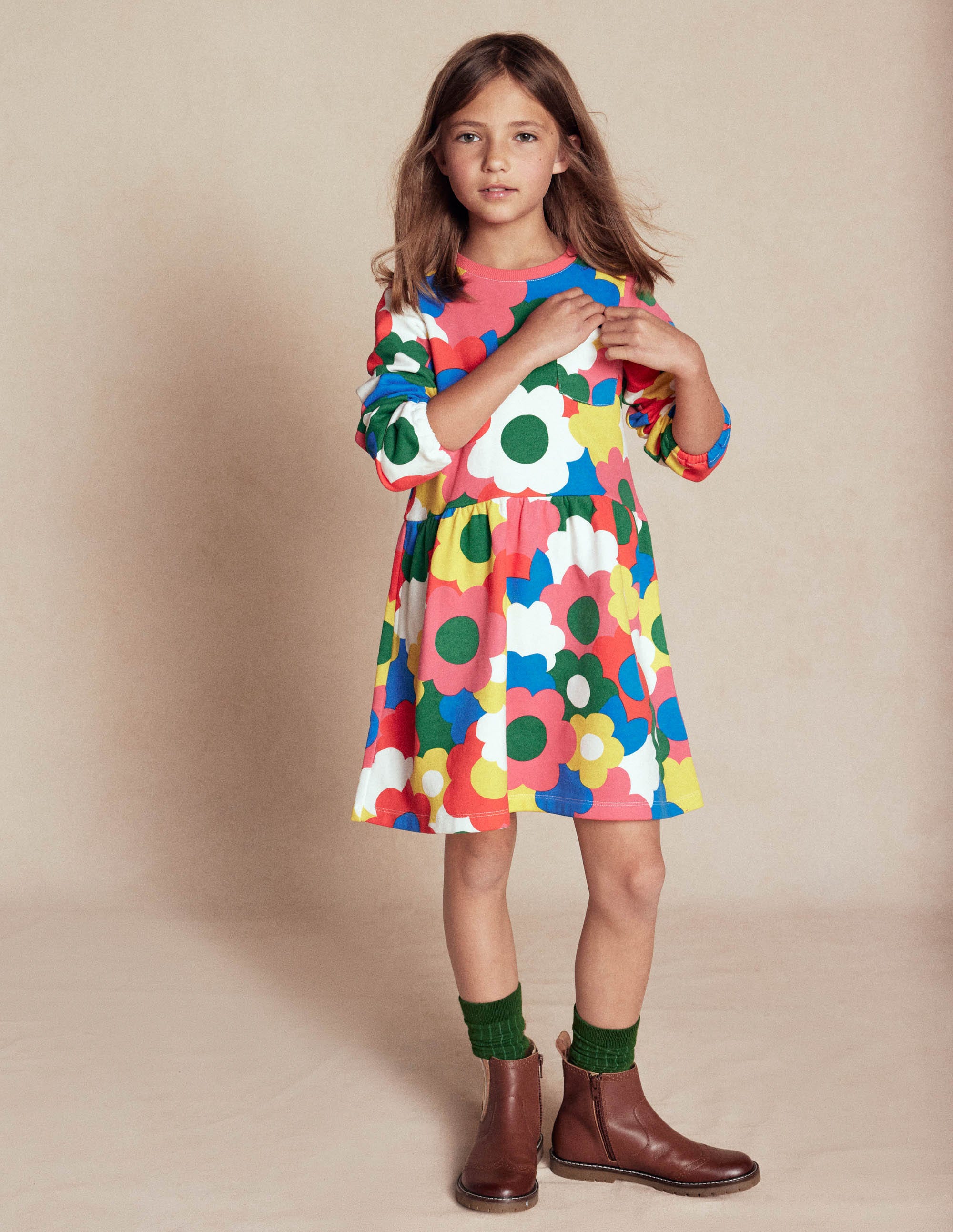 Lockeres Sweatshirt-Kleid-Bunt Regenbogen Blume - Image 4