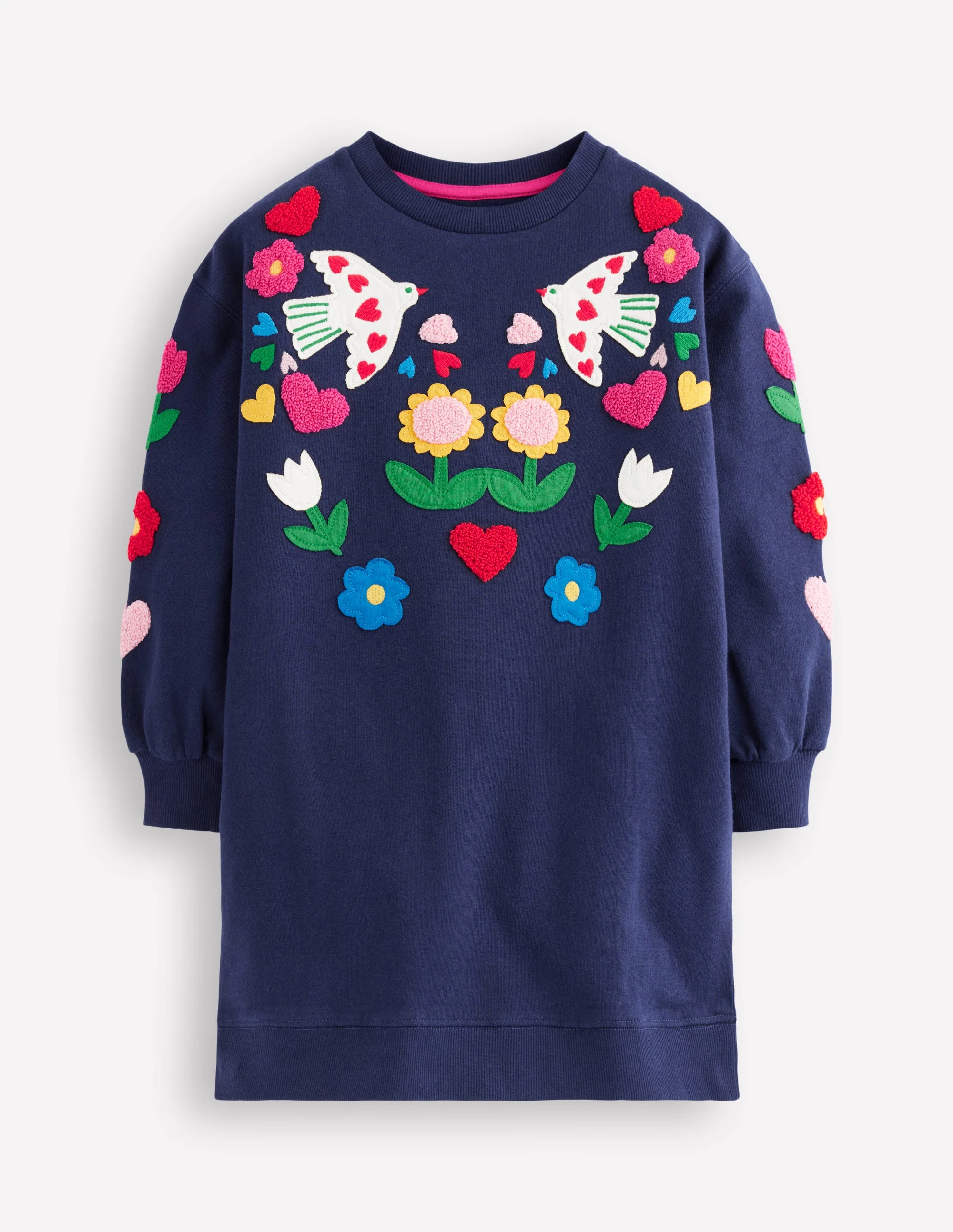 Lockeres Sweatshirt-Kleid-Schuluniform-Marineblau Vögel - Image 5