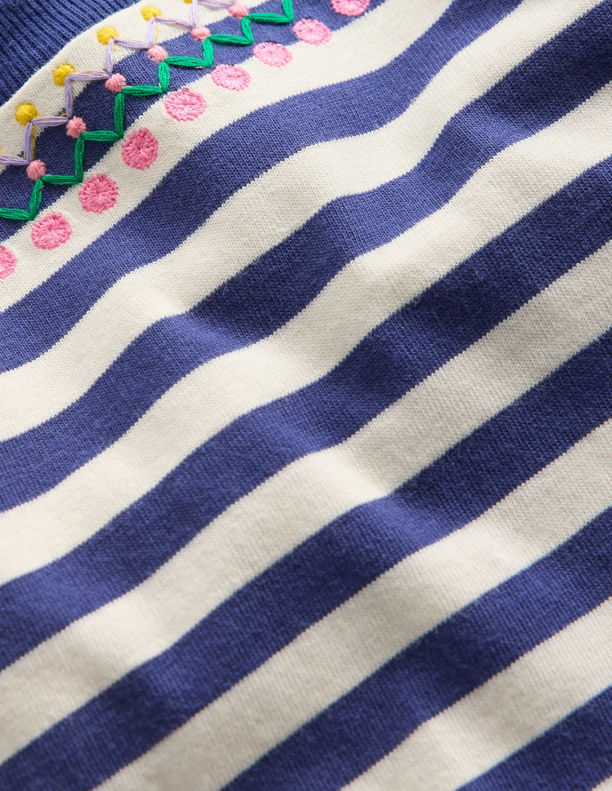 Lockeres T-Shirt mit Stickerei-Dunkelblau/Streifen - Image 3