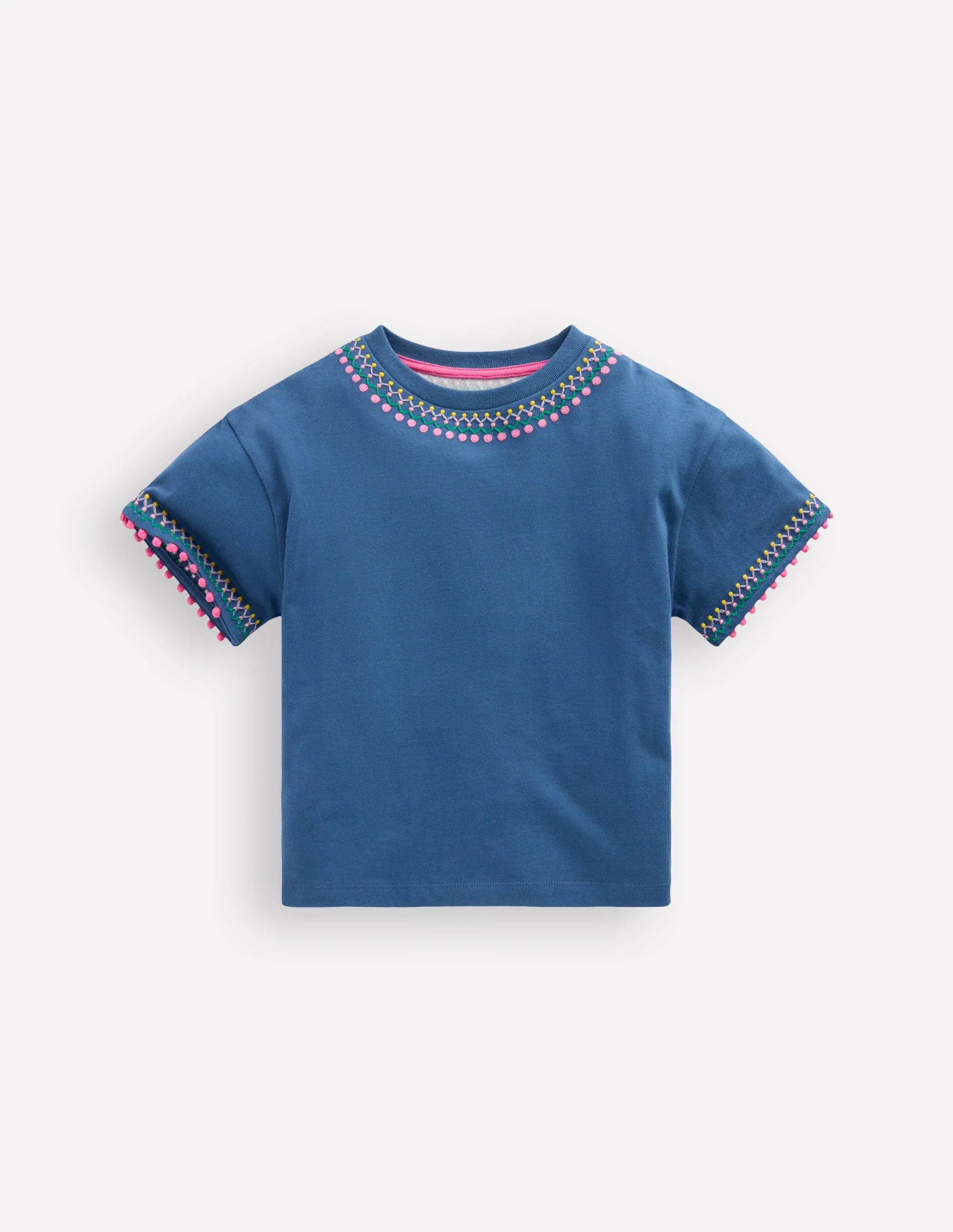 Lockeres T-Shirt mit Stickerei-Marineblau