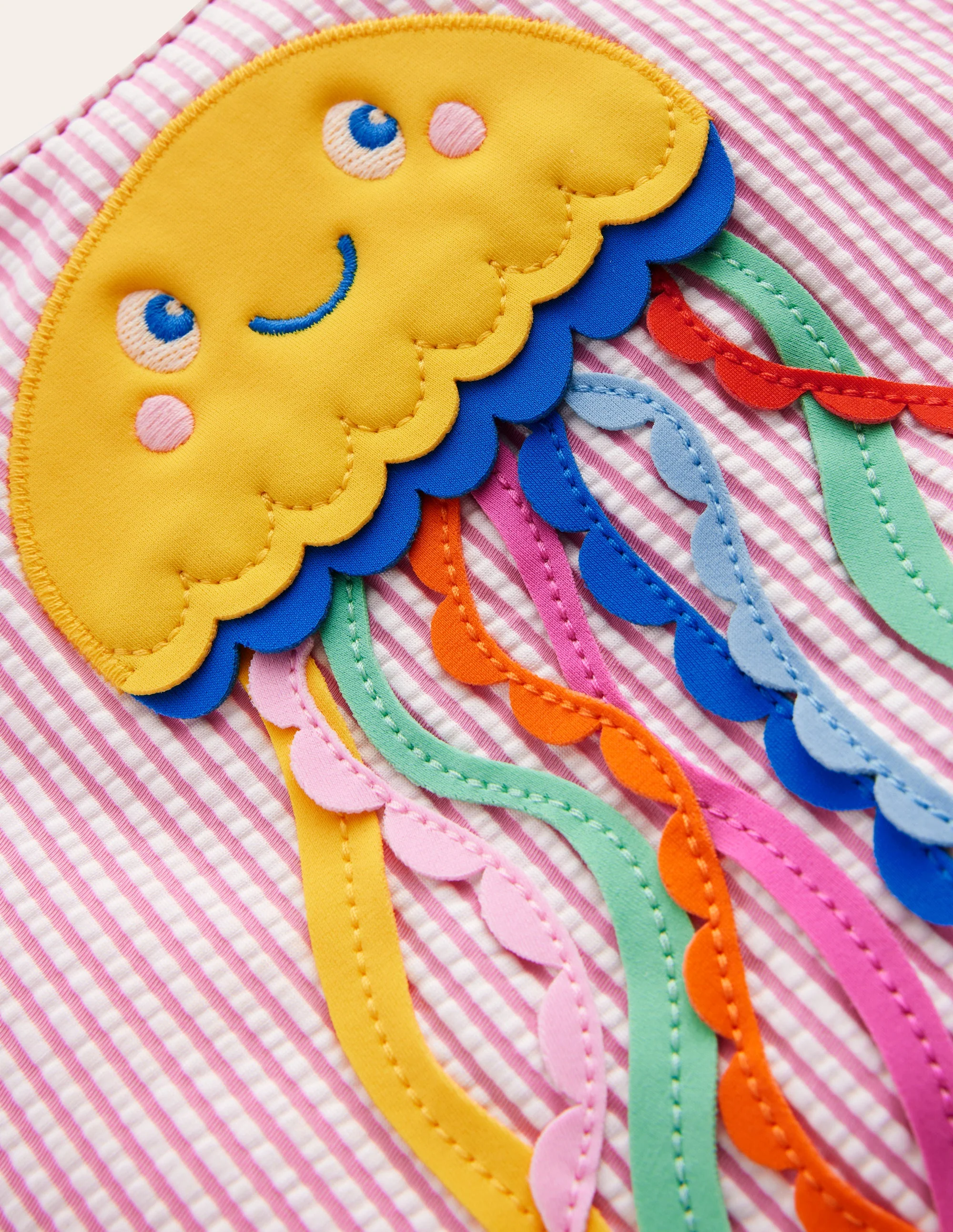 Logo-Badeanzug mit Ärmeln und flatternden Details-Rosa Bunte Qualle - Image 3