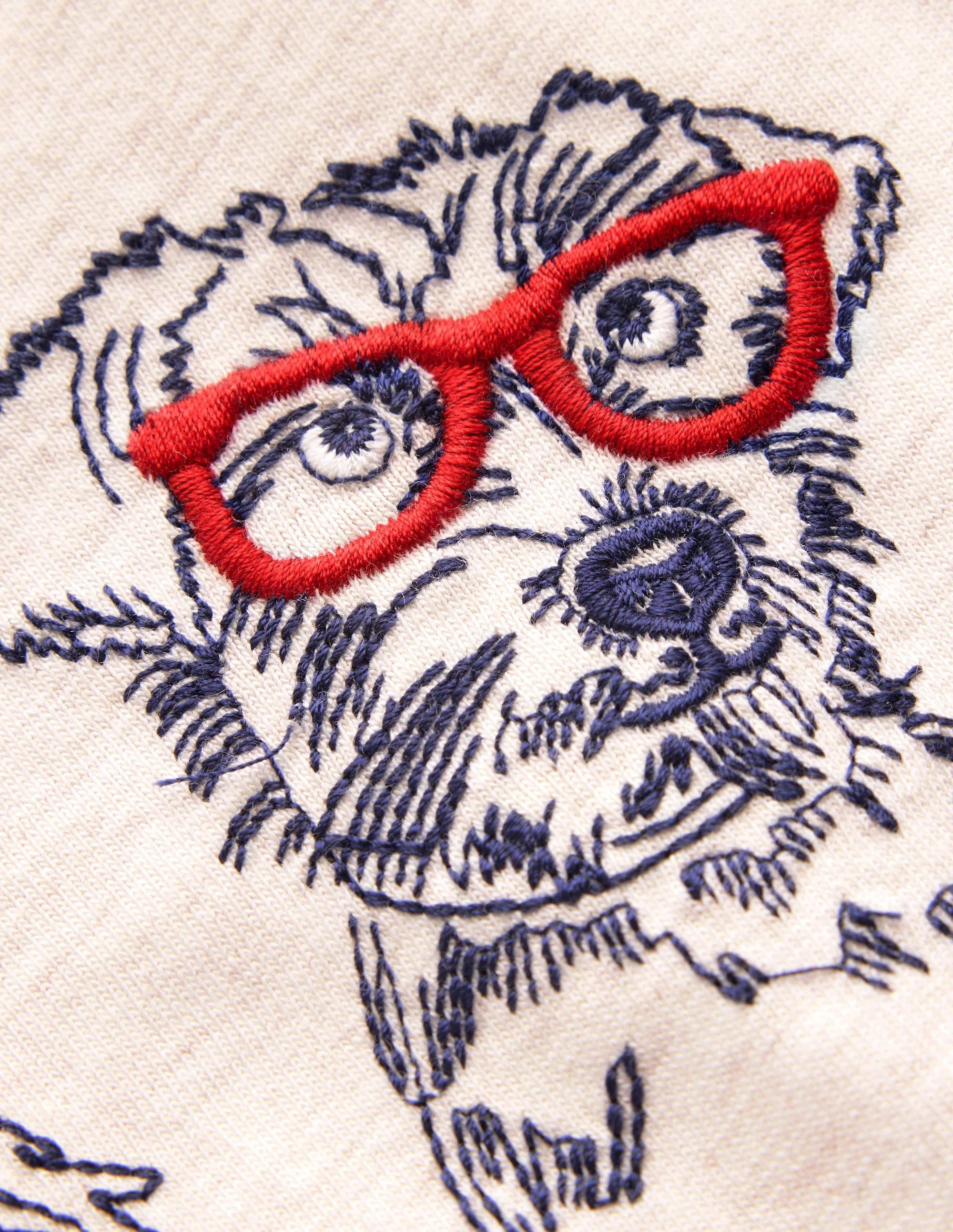 Logo-T-Shirt mit Ziernaht-Haferbeige Meliert Hunde - Image 3