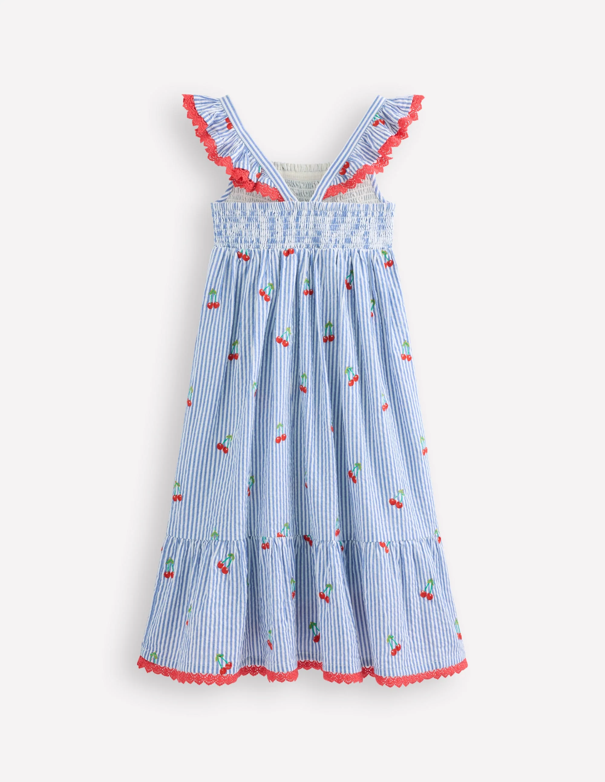 Luella Maxi-Sommerkleid mit Rüschen-Blau/Weiß Kirschen - Image 2